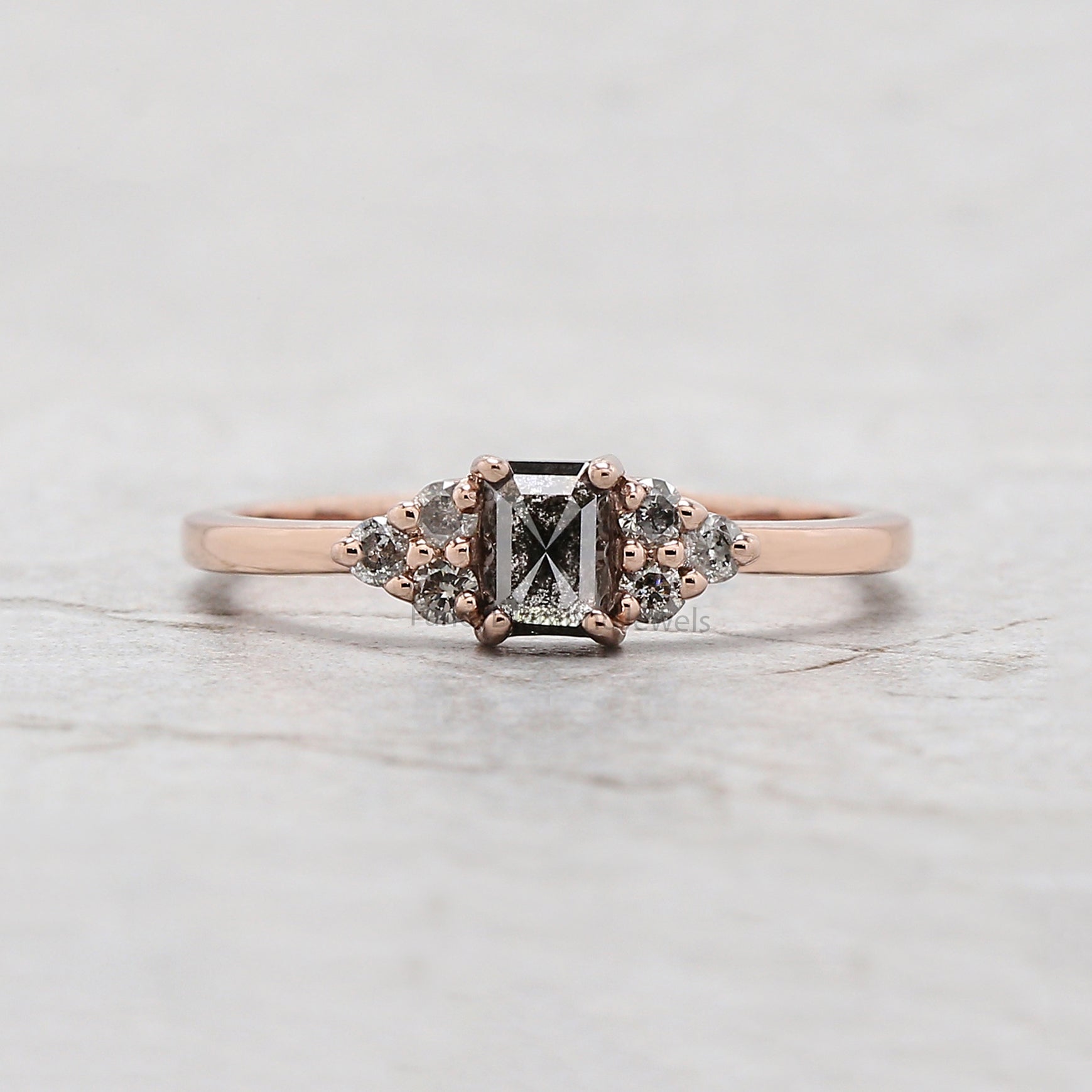 Salt and pepper on sale emerald cut diamond