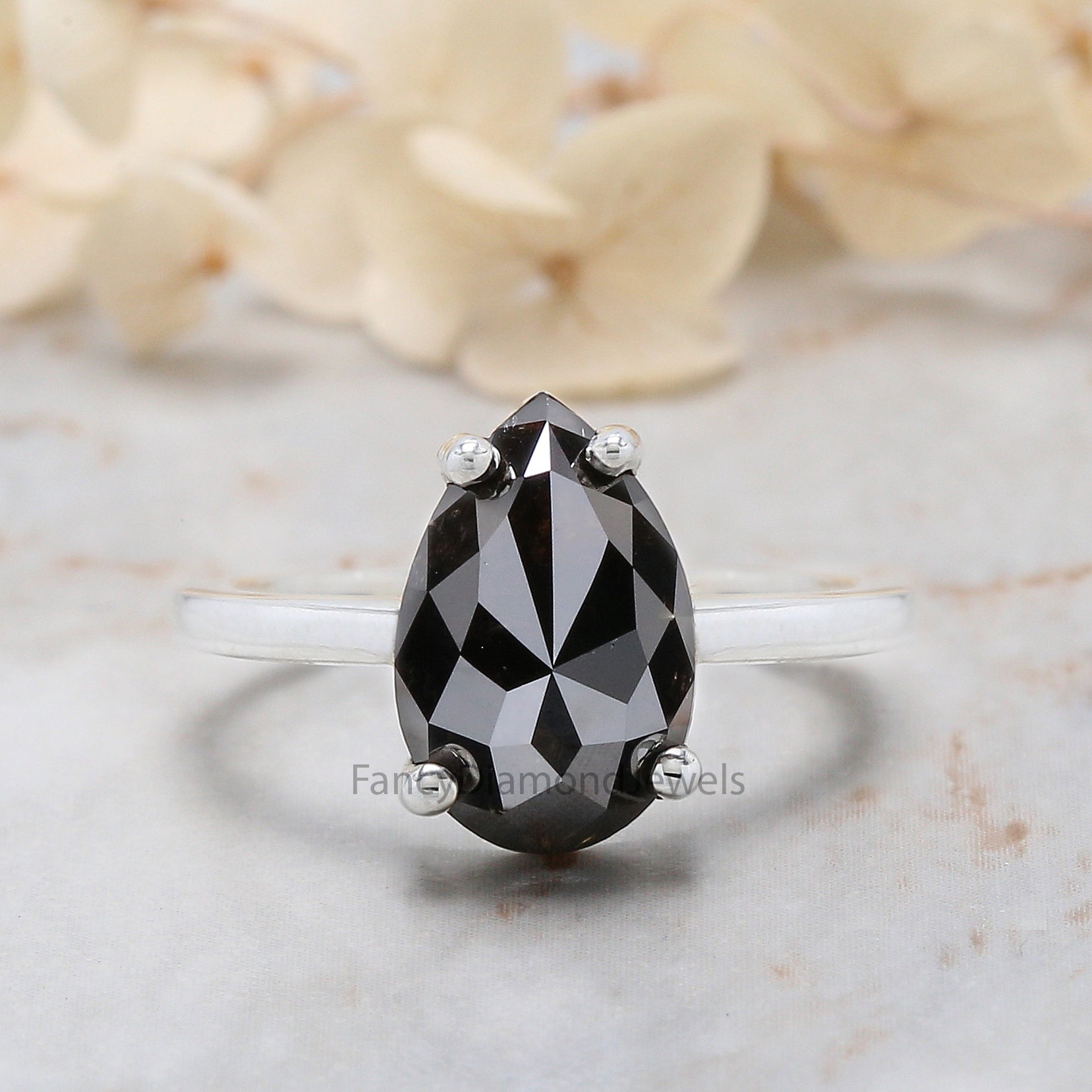 4.27 carat marquise-cut Fancy grey diamond engagement ring