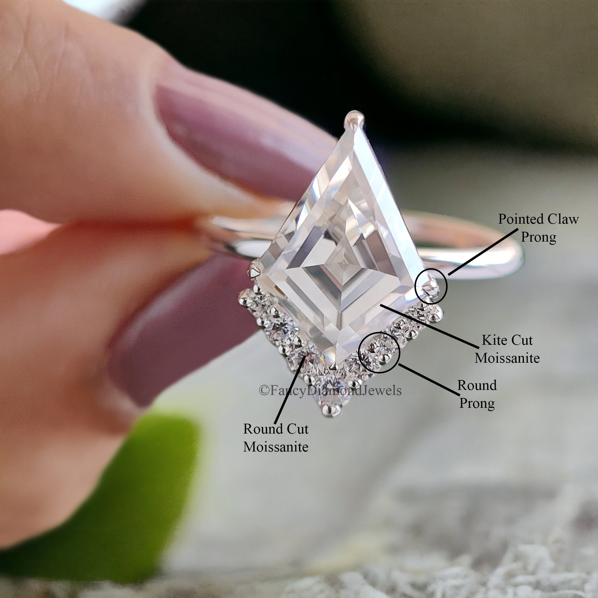 2.60 CT Antique Half Halo Moissanite Ring Antique Half Halo Engagement Ring Compass Set Prong Wedding Ring Anniversary Gift For Her FD61