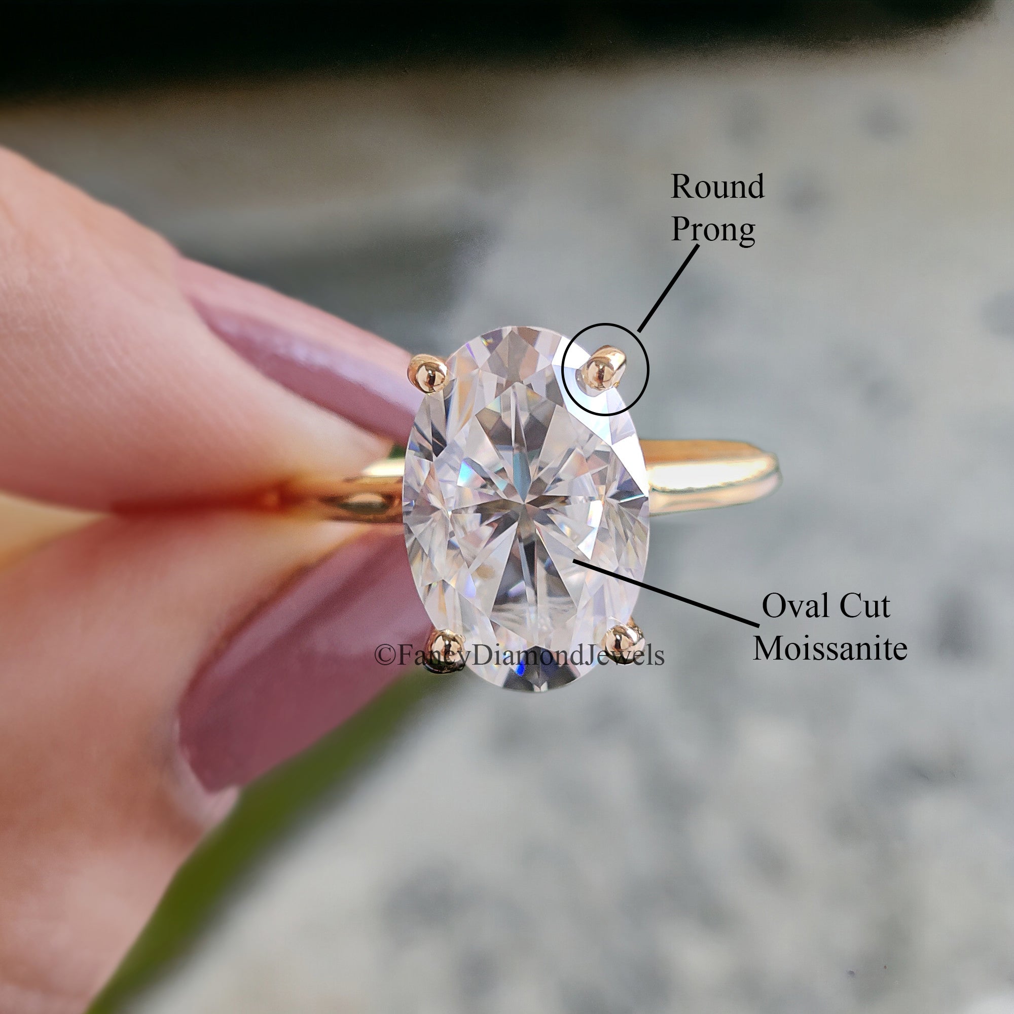 4.15 CT Moval Near Colorless Moissanite Engagement Ring Antique Elongated Oval Moissanite Ring Open Gap Solitaire Wedding Ring for Her FD71