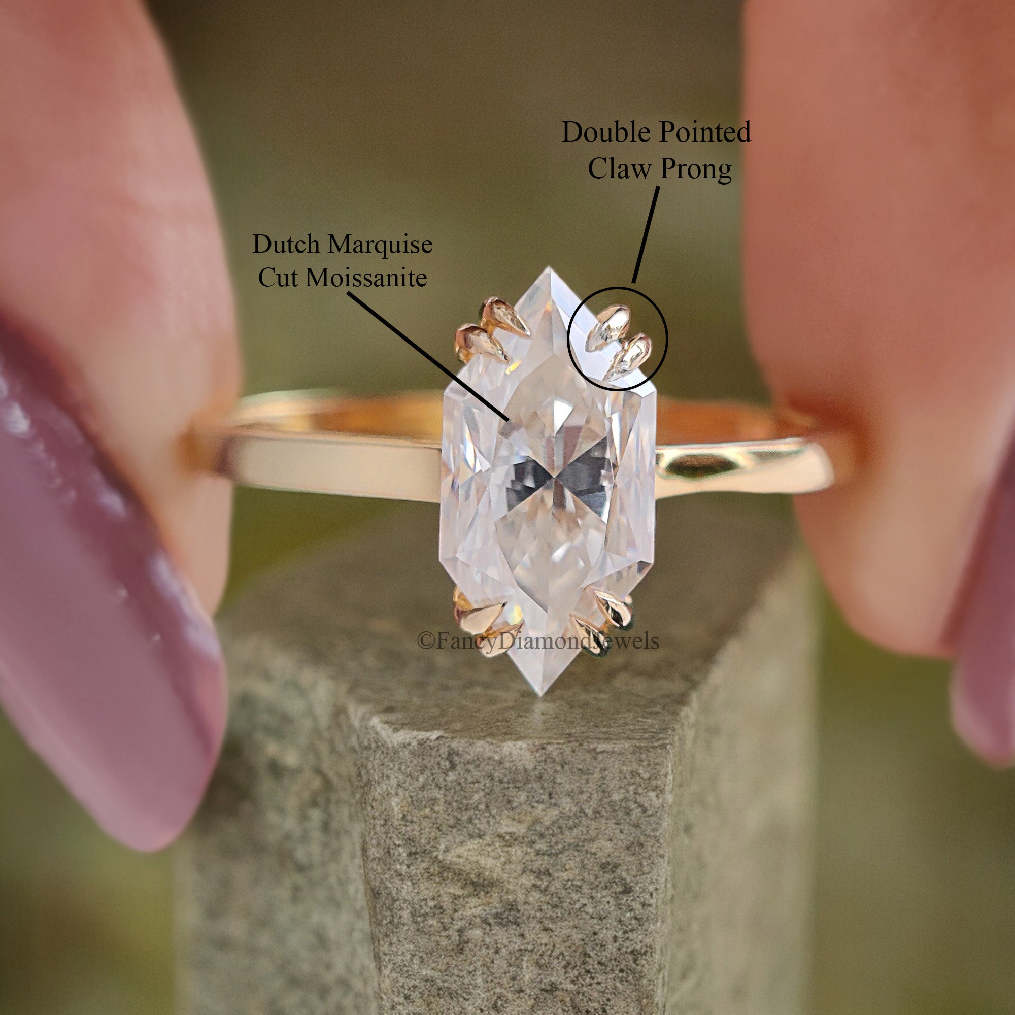 1.20 CT Dutch Marquise Engagement Ring Colorless Moissanite Ring Pointed Claw Wedding Ring Antique Marquise Handmade Ring Gift For Her FD196