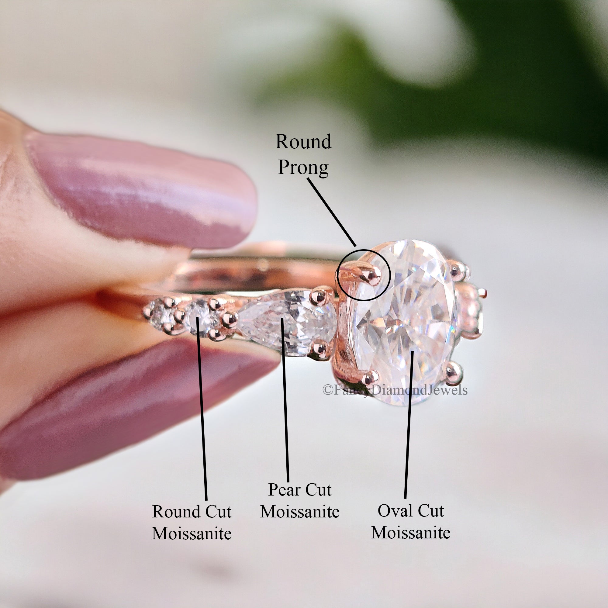 Oval Cut Moissanite Engagement Ring Stacking ring 14K/18K Rose Gold vintage Unique Pear Diamond Cluster Ring Women Wedding Bridal Ring FD42