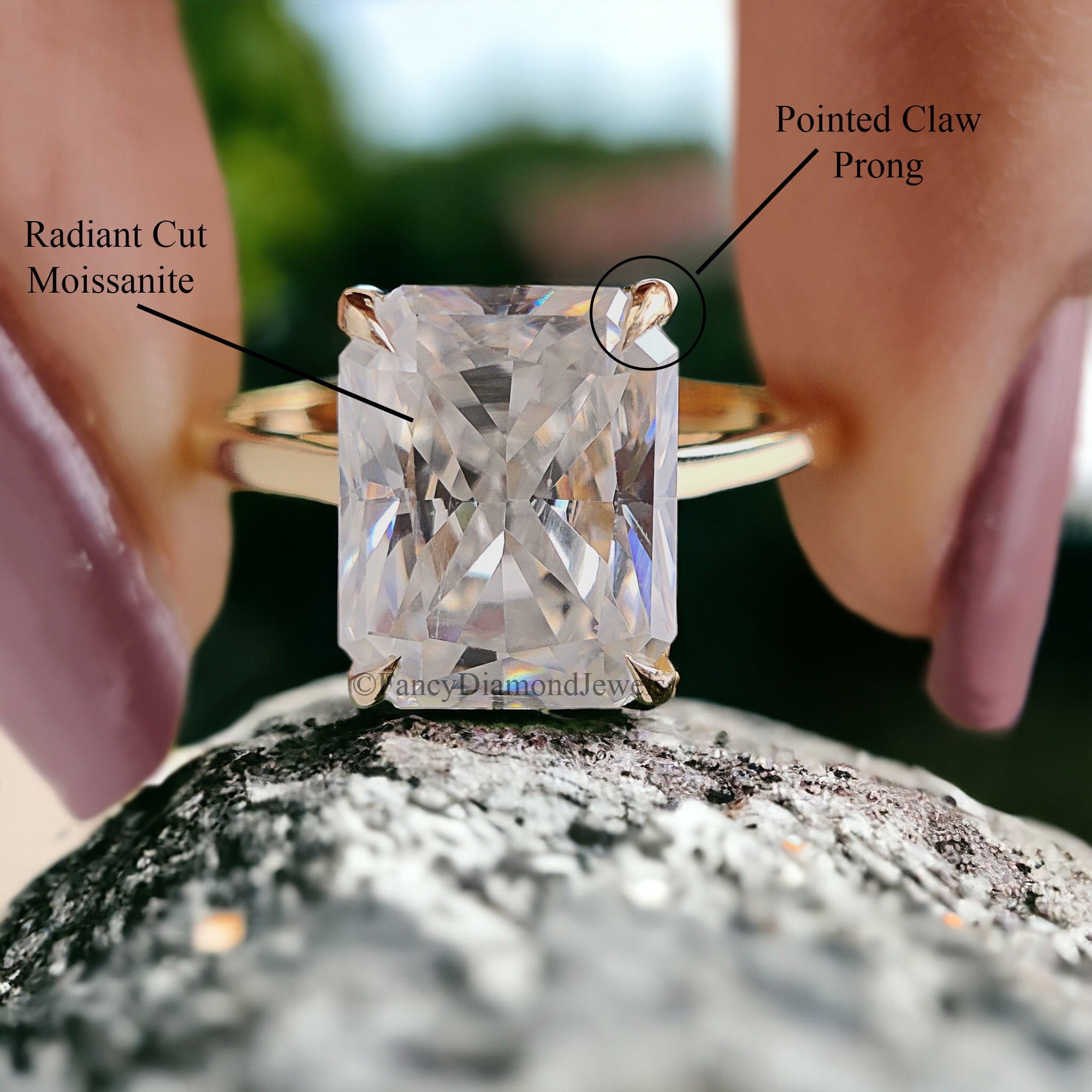 3.70 CT Radiant Cut Moissanite Engagement Ring Solitaire Moissanite Ring Claw Prong Solid Rose Gold Wedding Ring Anniversary Gift FD205