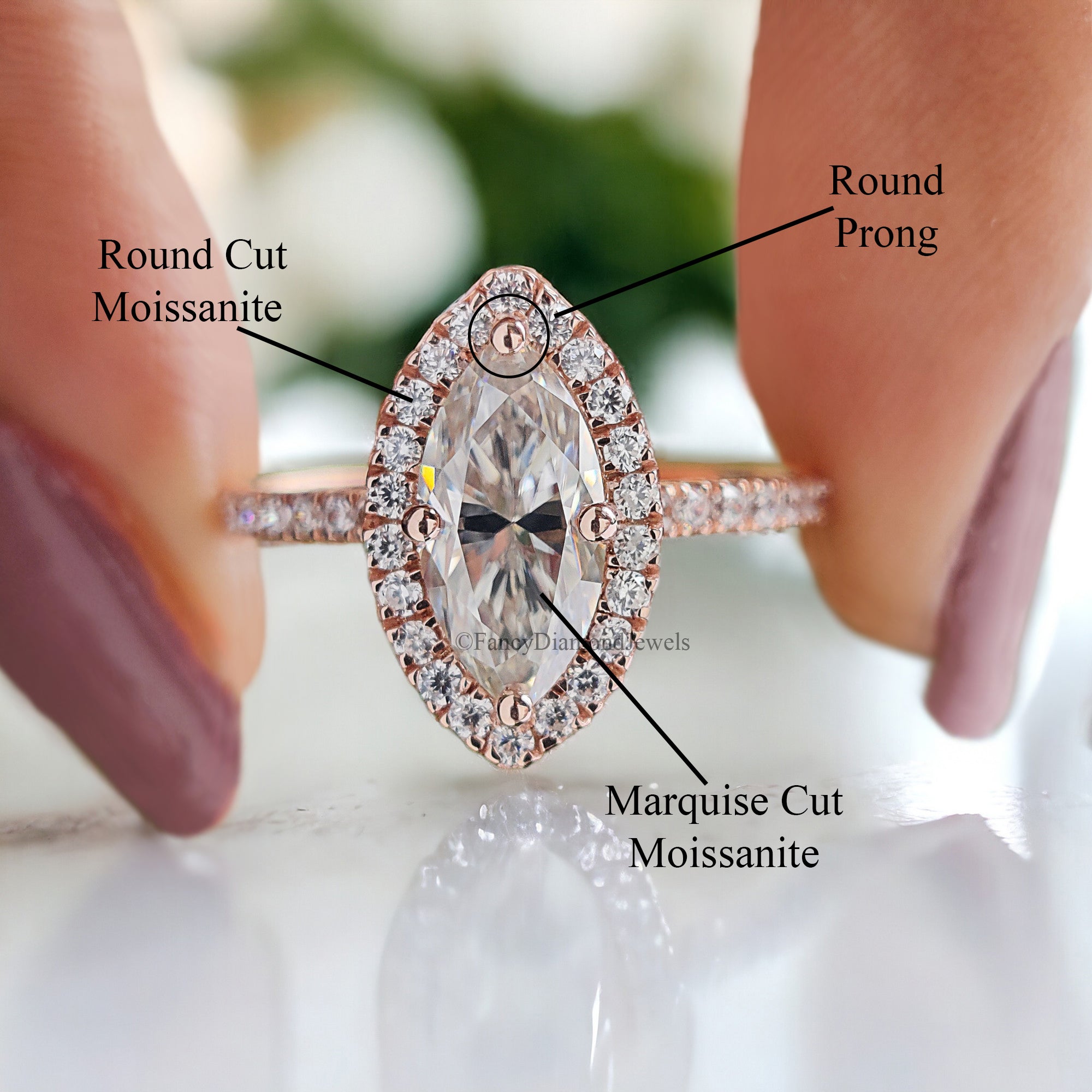 Halo Wedding Ring 1.00 CT Marquise Cut Moissanite Engagement Micro Set Ring Anniversary Ring For Women Customized Ring Bridal Ring FD207