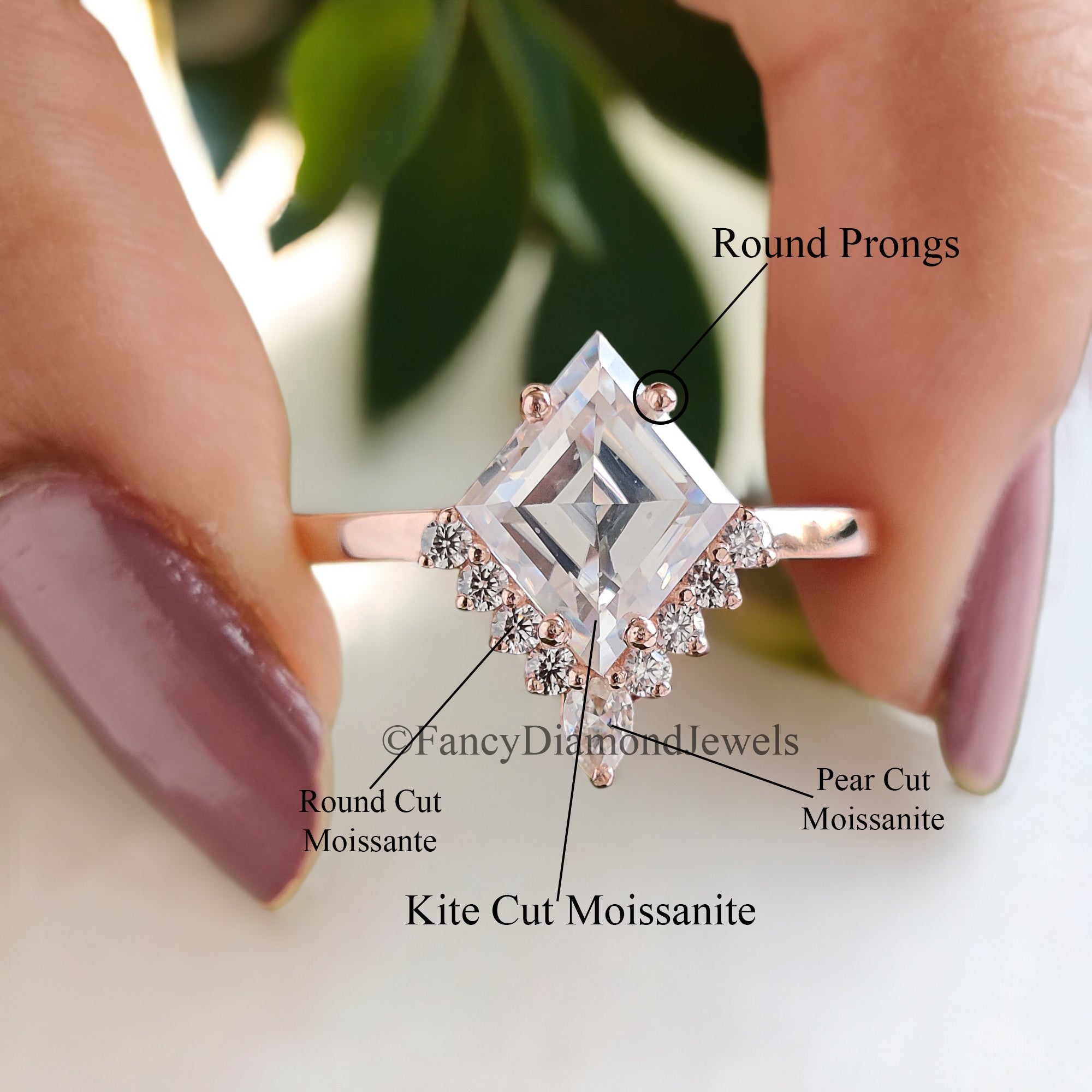 1.80 CT Kite Half Halo Colorless Moissanite Ring Antique Half Halo Engagement Ring Prong Set Wedding Ring Anniversary Gift For Her FD79