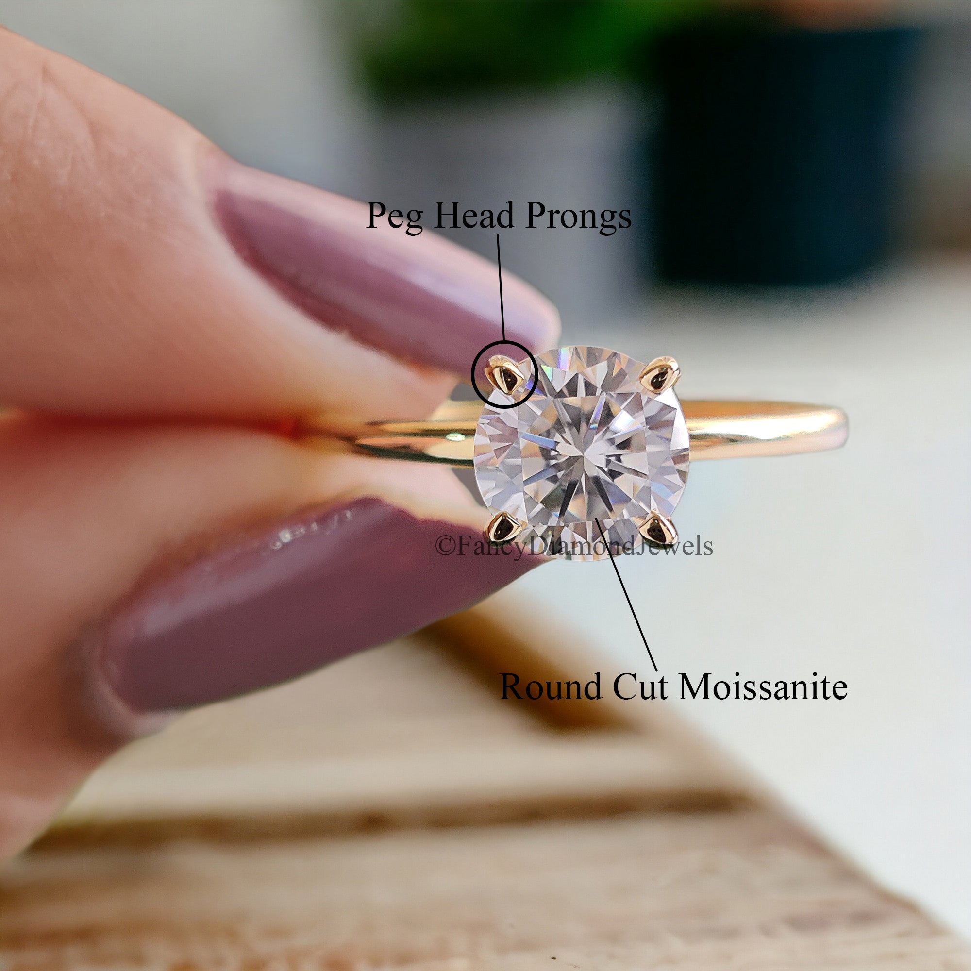 Round Moissanite Ring 925 Sterling Silver Moissanite Ring Wedding Engagement Ring Solitaire Moissanite Ring Moissanite Solid Gold Ring FD81