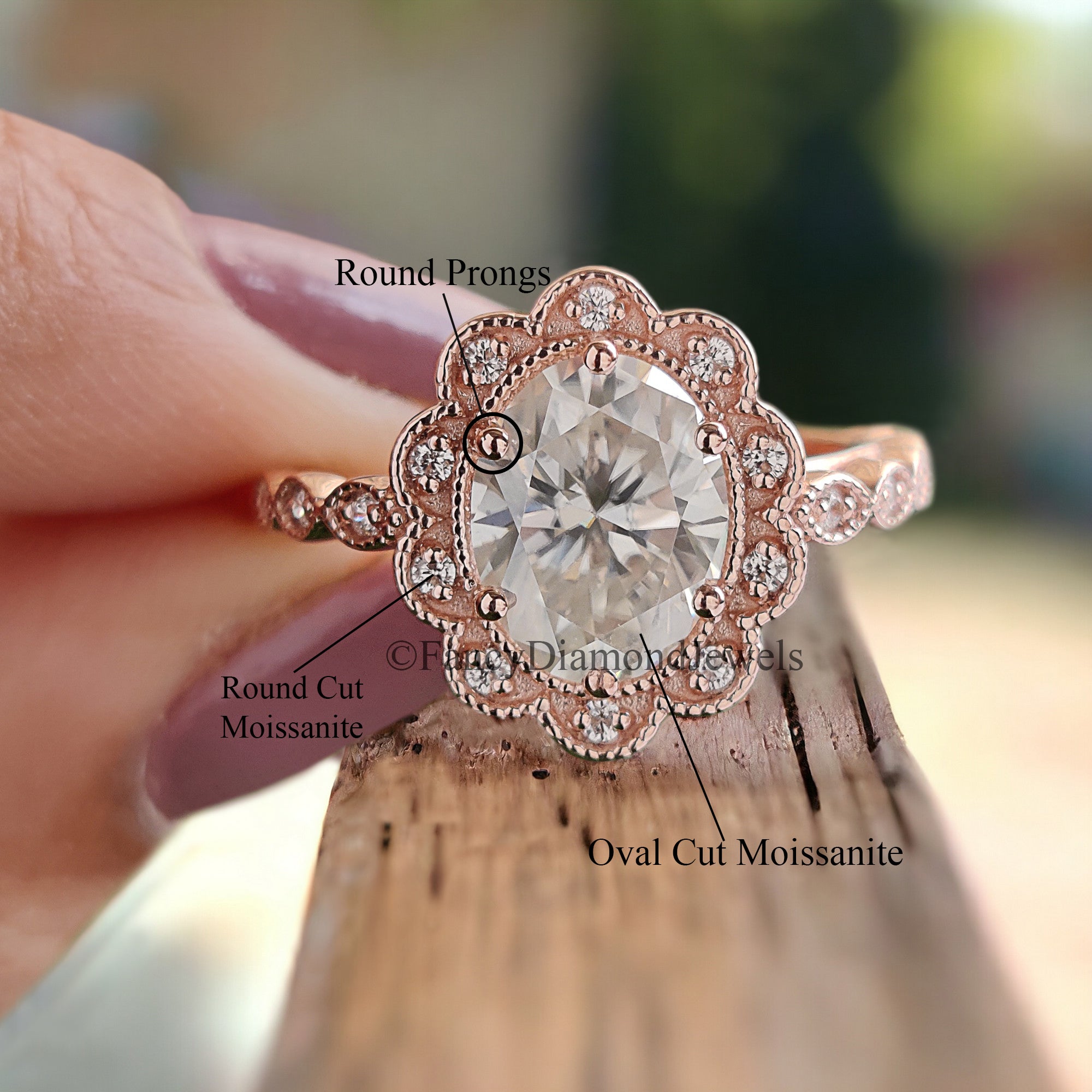 Oval Moissanite Bridal Ring 1.70ct Diamond Bridal Ring Rose Gold Matching Ring Moissanite Engagement Ring Anniversary Ring Gift For Her FD77