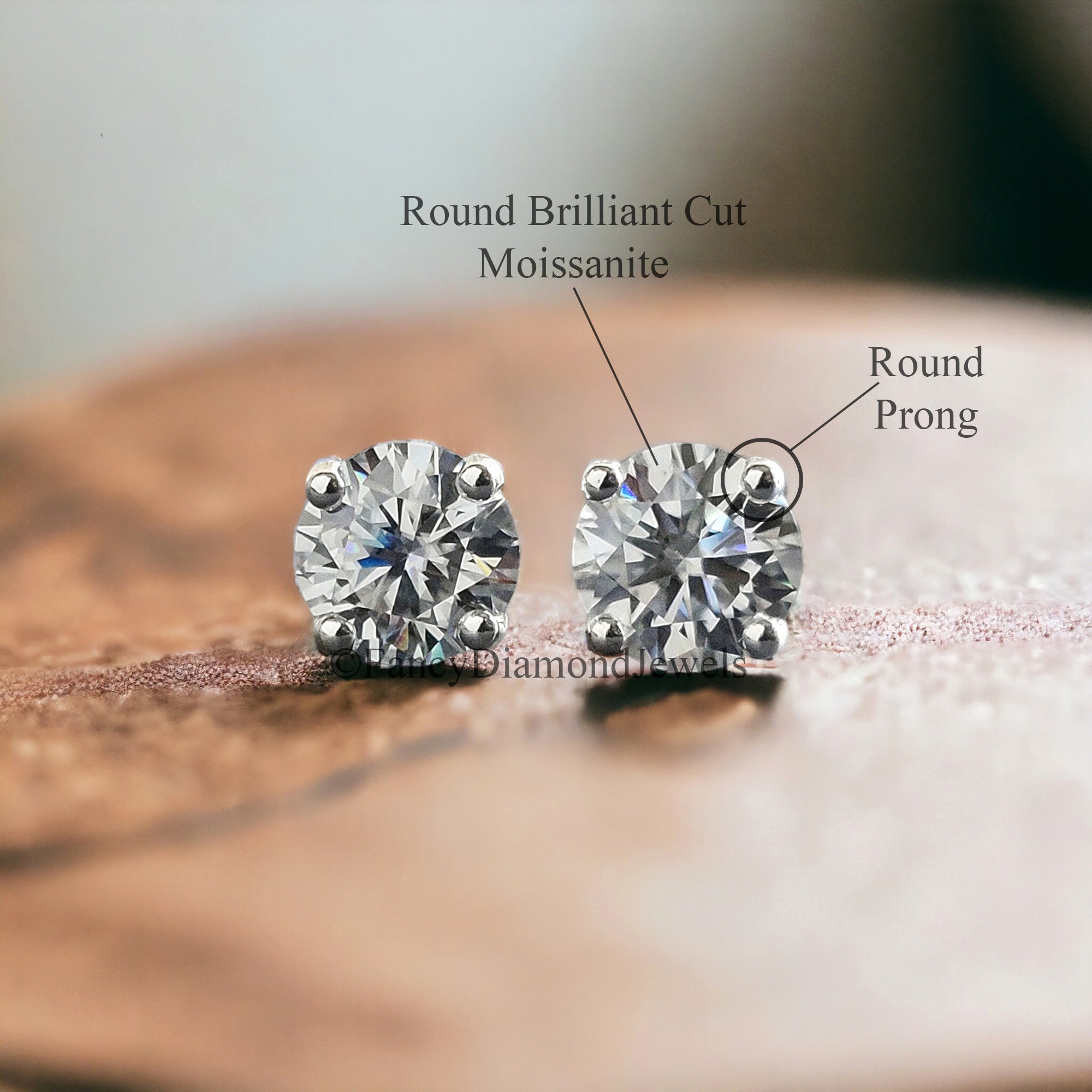 5 MM Round Brilliant Cut Earrings Colorless Moissanite Stud Earrings Screw Back Earrings Wedding Earrings Round Studs Earrings for Her FD23