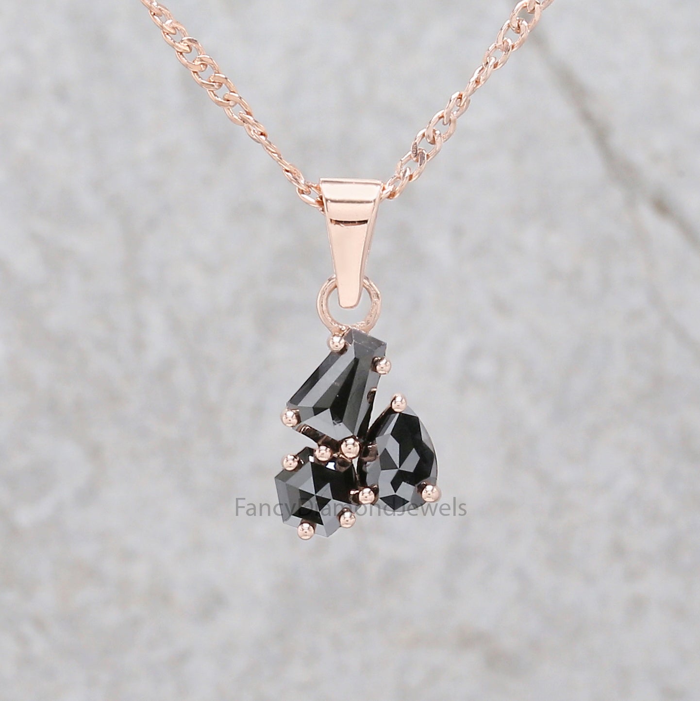 Mix Shape Black Diamond Pendant, Unique Diamond Pendant, Black Diamond Pendant, Dangling Diamond Pendant, Mix Shape Diamond Pendant KDN2266