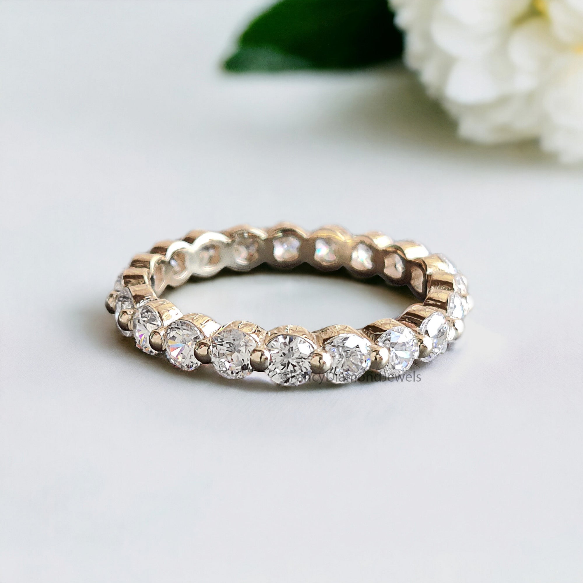 Floating Bubble Wedding Band 1.00/ 1.50/ 2.00/ 2.50/ 3.00 MM Single Prong Set Full Eternity Band LabGrown Diamond Stacking Bridal Band FD305