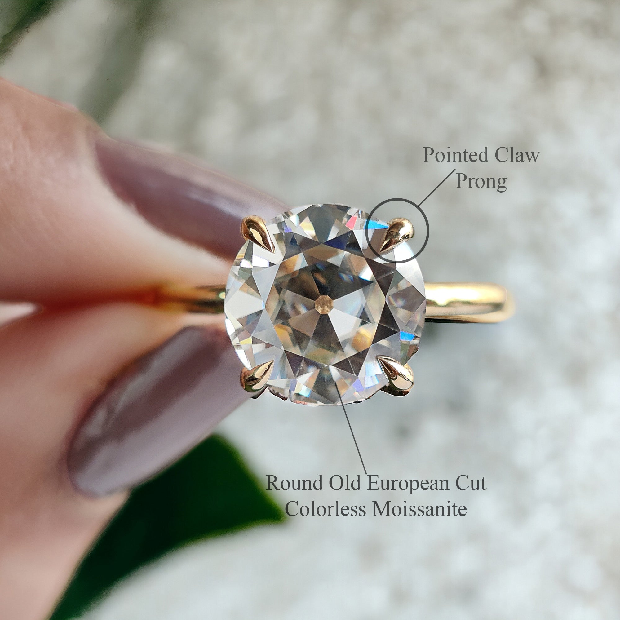 2.80 CT Round Old European Cut Colorless Moissanite Solitaire Ring Engagement Ring Wedding Ring Comfort Fit Yellow/White/Rose Gold Ring FD12