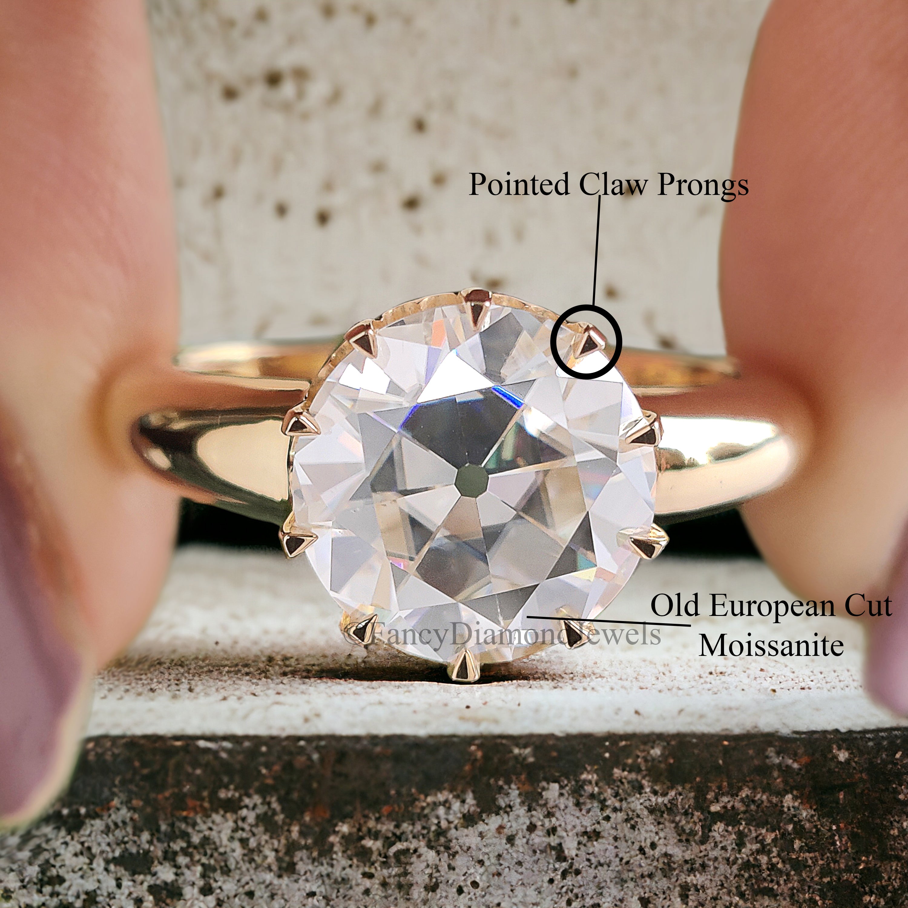 Antique 2.80 CT Round Old European Cut Colorless Moissanite Ring Solitaire Engagement Ring Wedding Ring Comfort Fit Band Gift for Her FD215