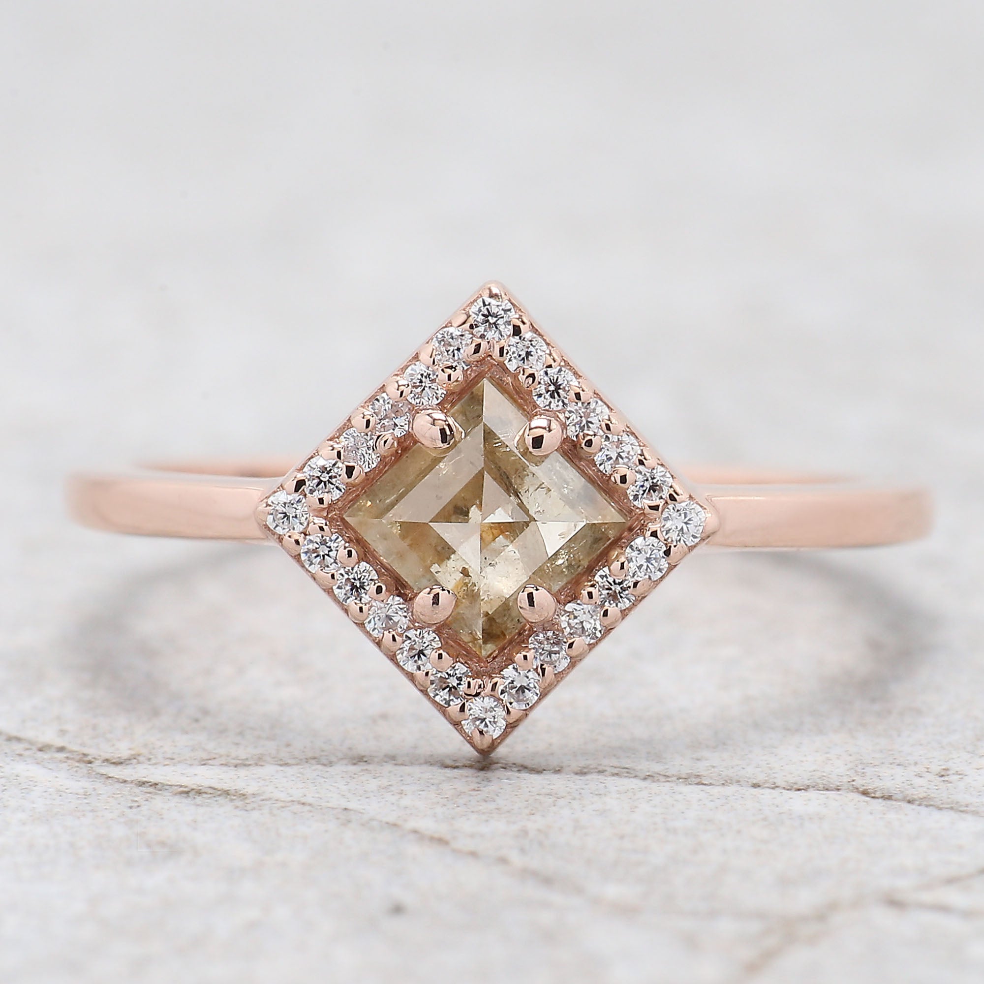 Kite Cut Yellow Color Diamond Ring 0.59 Ct 6.30 MM Kite Diamond Ring 14K Solid Rose Gold Silver Kite Engagement Ring Gift For Her QL9235