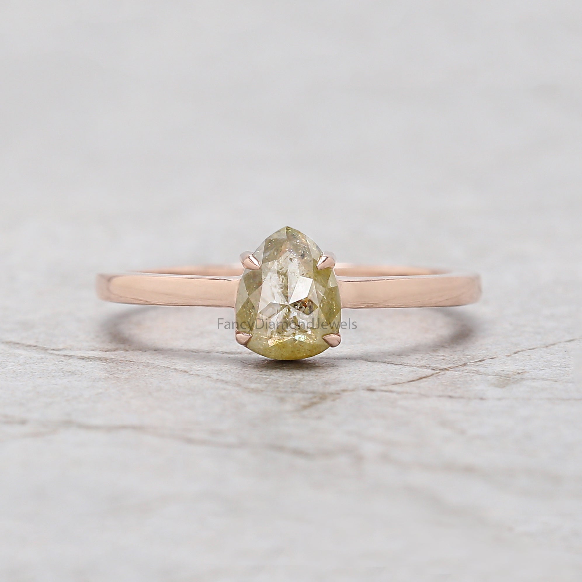 Pear Diamond Ring, Pear Engagement Ring, Yellow Color Pear Diamond Ring, Pear Shape Diamond Ring, Pear Cut Ring, Solitaire Ring, KD1126