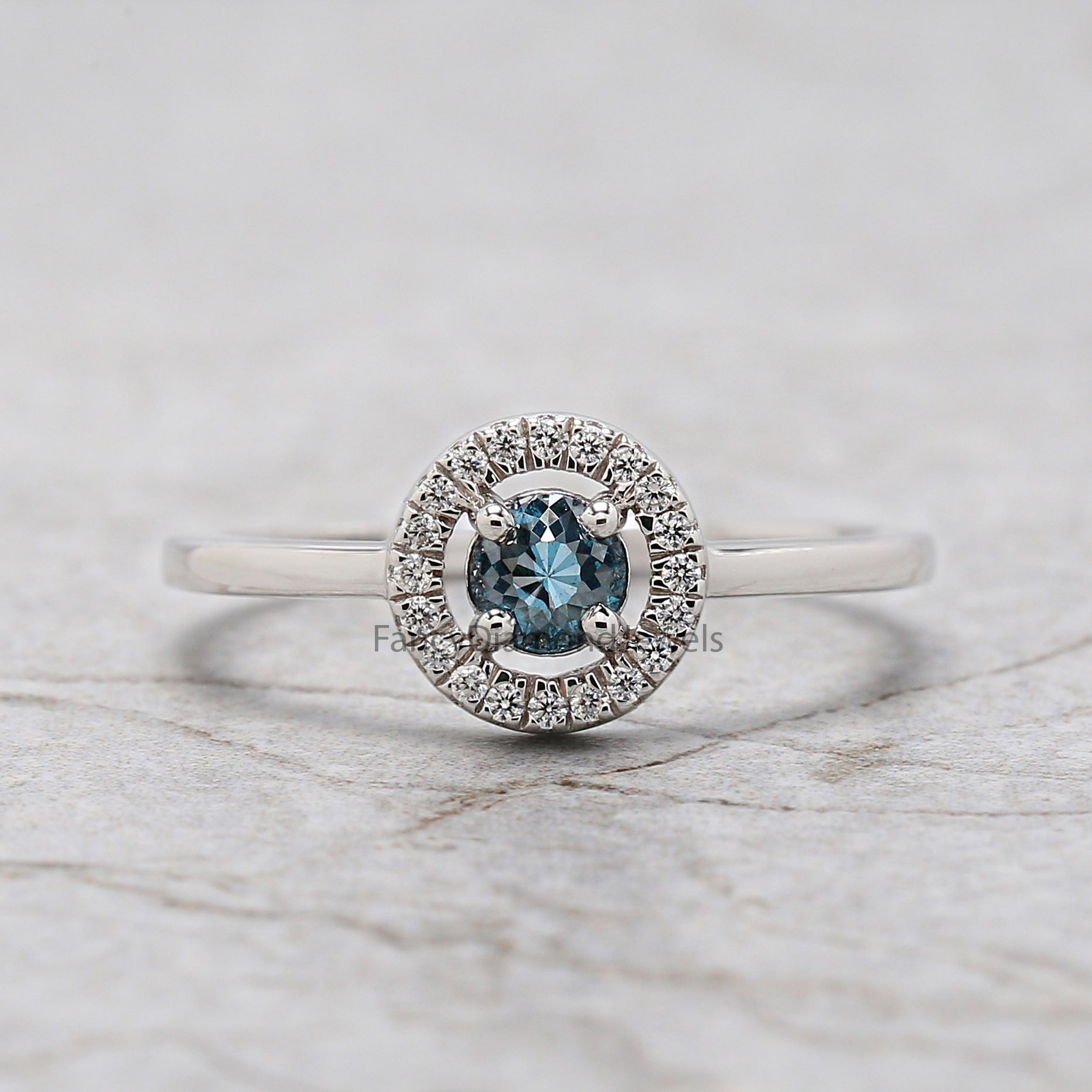 Round Rose Cut Blue Color Diamond Ring, Blue Rose Cut Diamond Engagement Ring, Rose Cut Diamond Ring, Round Rose Cut Shape Ring, KD1131