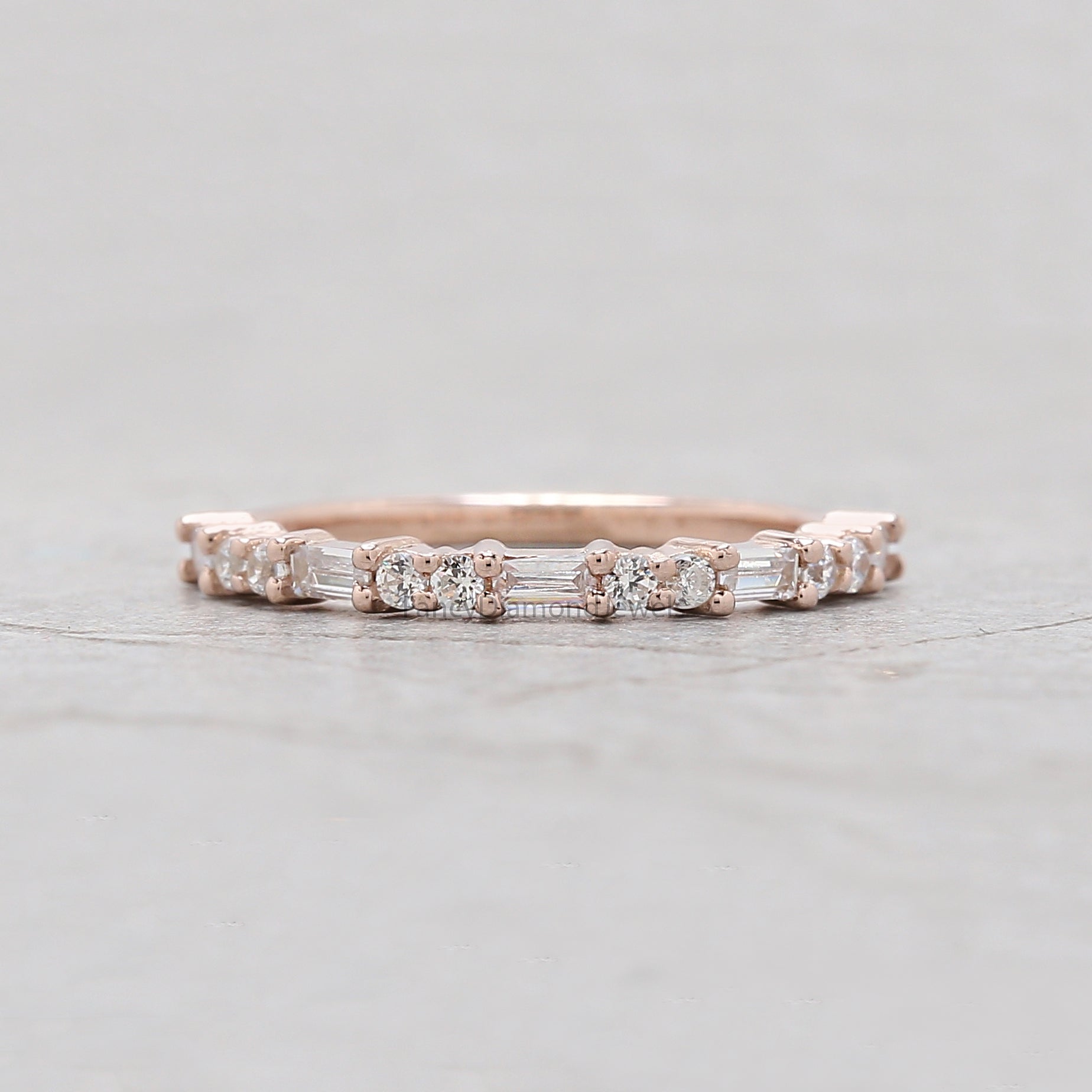 Round White Diamond Band, White Round Diamond Engagement Band, Baguette Shape Diamond Band, Round Diamond Band, Round Bridal Band, KD1145