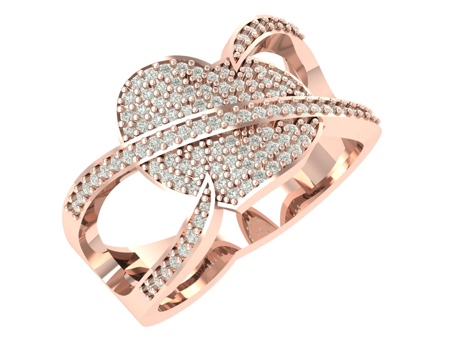 0.40 TW Heart Design With Round Cut Lab Grown Diamond Ring Pave Setting Engagement Ring Bridal Wedding Ring PR026