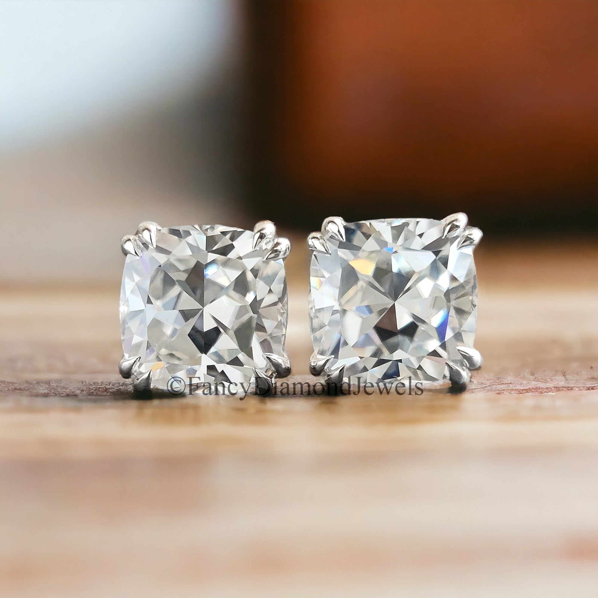 2.50 TW Cushion Hybrid Cut Moissanite Stud Earrings Double Claw Prongs Moissanite Wedding Earrings Screw Back Earrings Anniversary Gift FD57