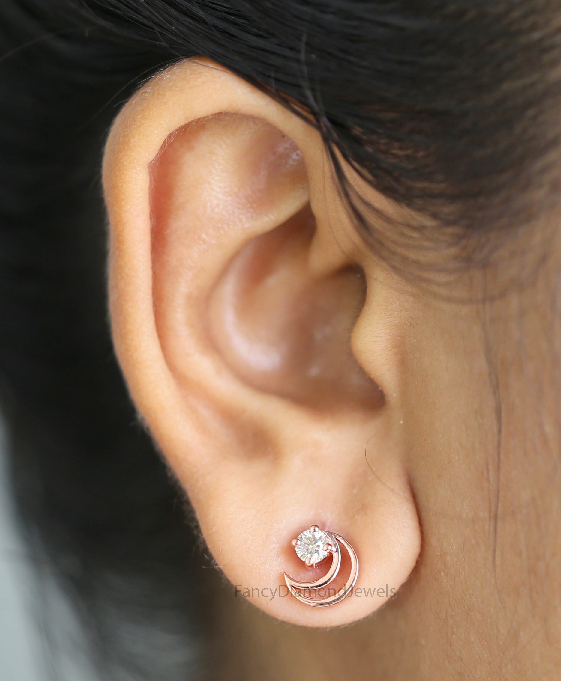 Round White Diamond Earring, Round Brilliant Shape Earring, Prong Earring, Engagement Earring, Earlobe Earrings, Earrings Jewelry, KDN1863