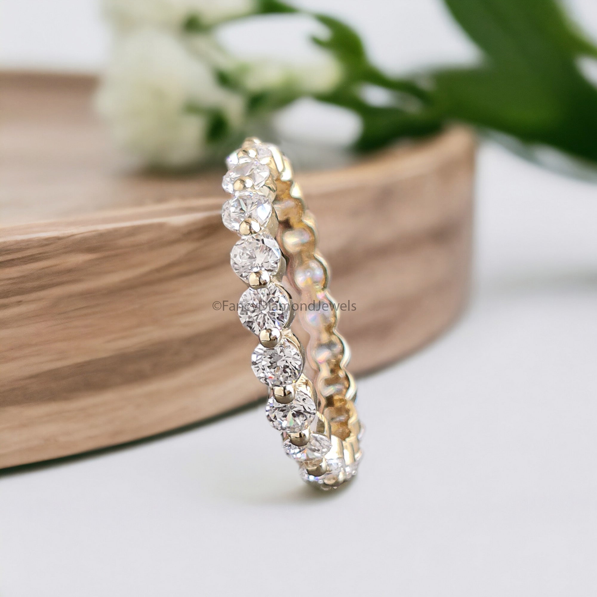 Floating Bubble Wedding Band 1.00/ 1.50/ 2.00/ 2.50/ 3.00 MM Single Prong Set Full Eternity Band LabGrown Diamond Stacking Bridal Band FD305