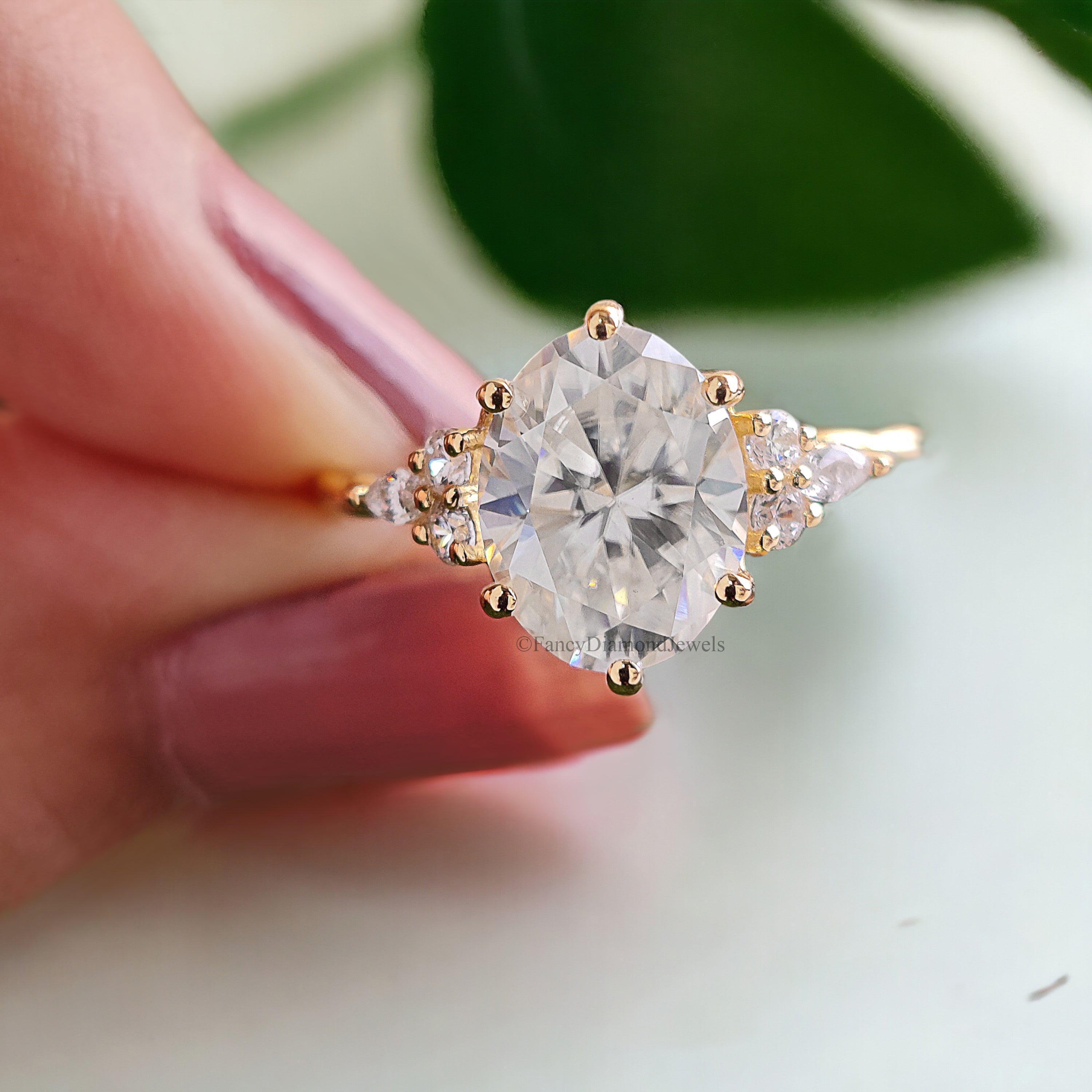 Oval Moissanite engagement ring 14K gold engagement ring Vintage Wedding ring Marquise diamond twisted ring Anniversary promise ring FD145
