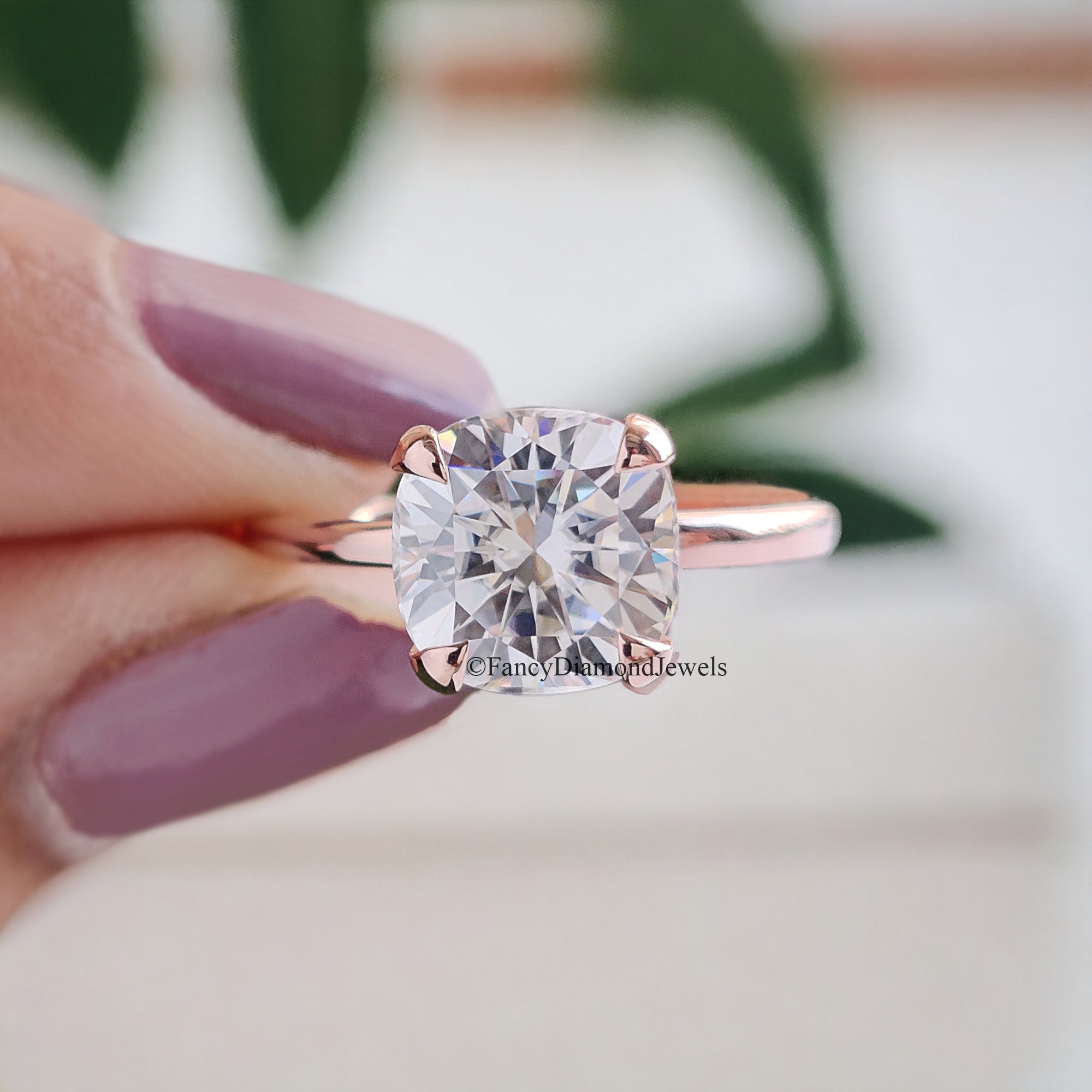 Moissanite Solitaire Engagement Ring 2.00 CT Cushion Cut Moissanite Ring Claw Prong Ring for Women Promise Ring Gift For Her Ring FD80