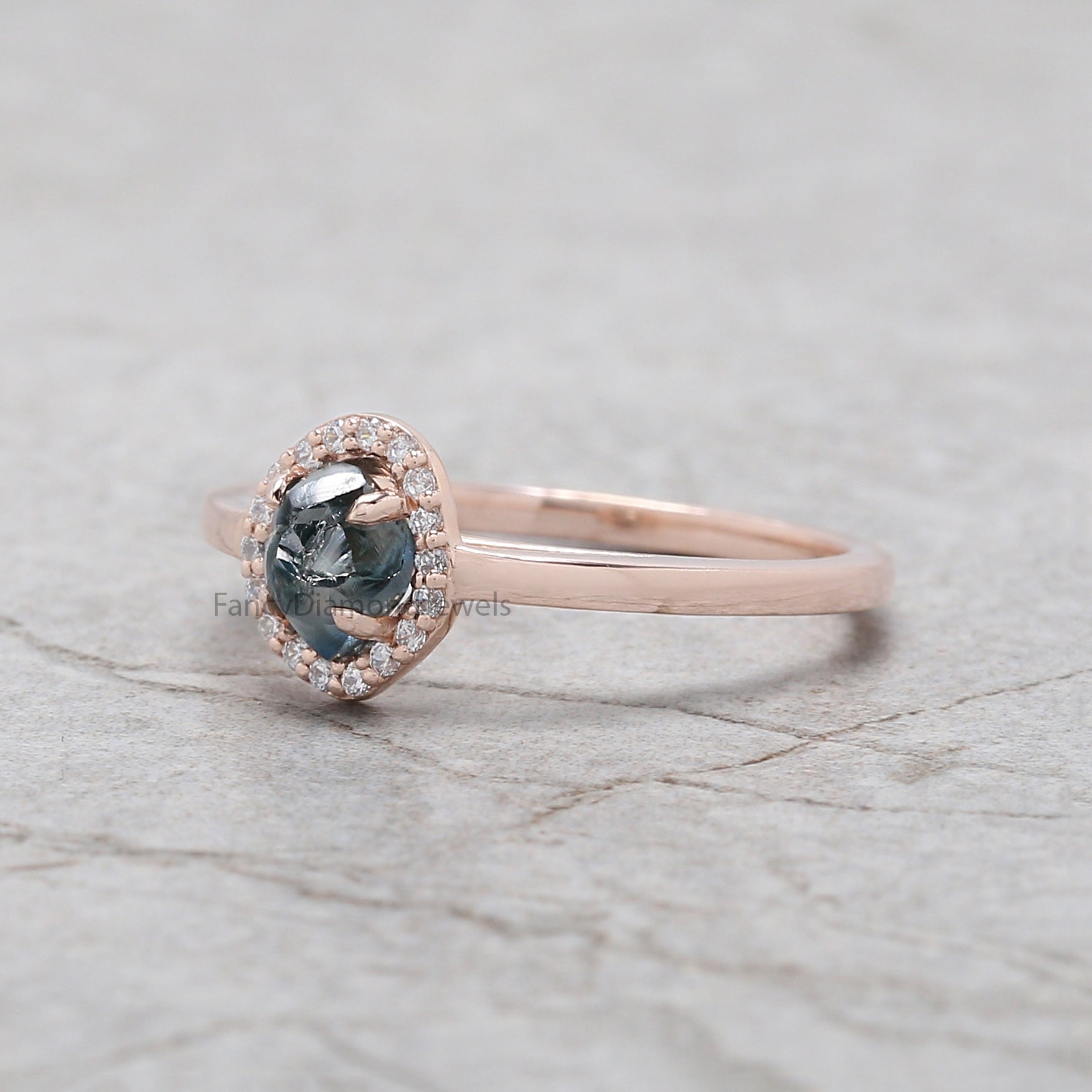Rough Diamond ring, Raw diamond Ring, Rough Diamond Engagement Ring, Blue Rough Diamond Ring, Uncut diamond ring, Crystal Rough Ring KDL2239