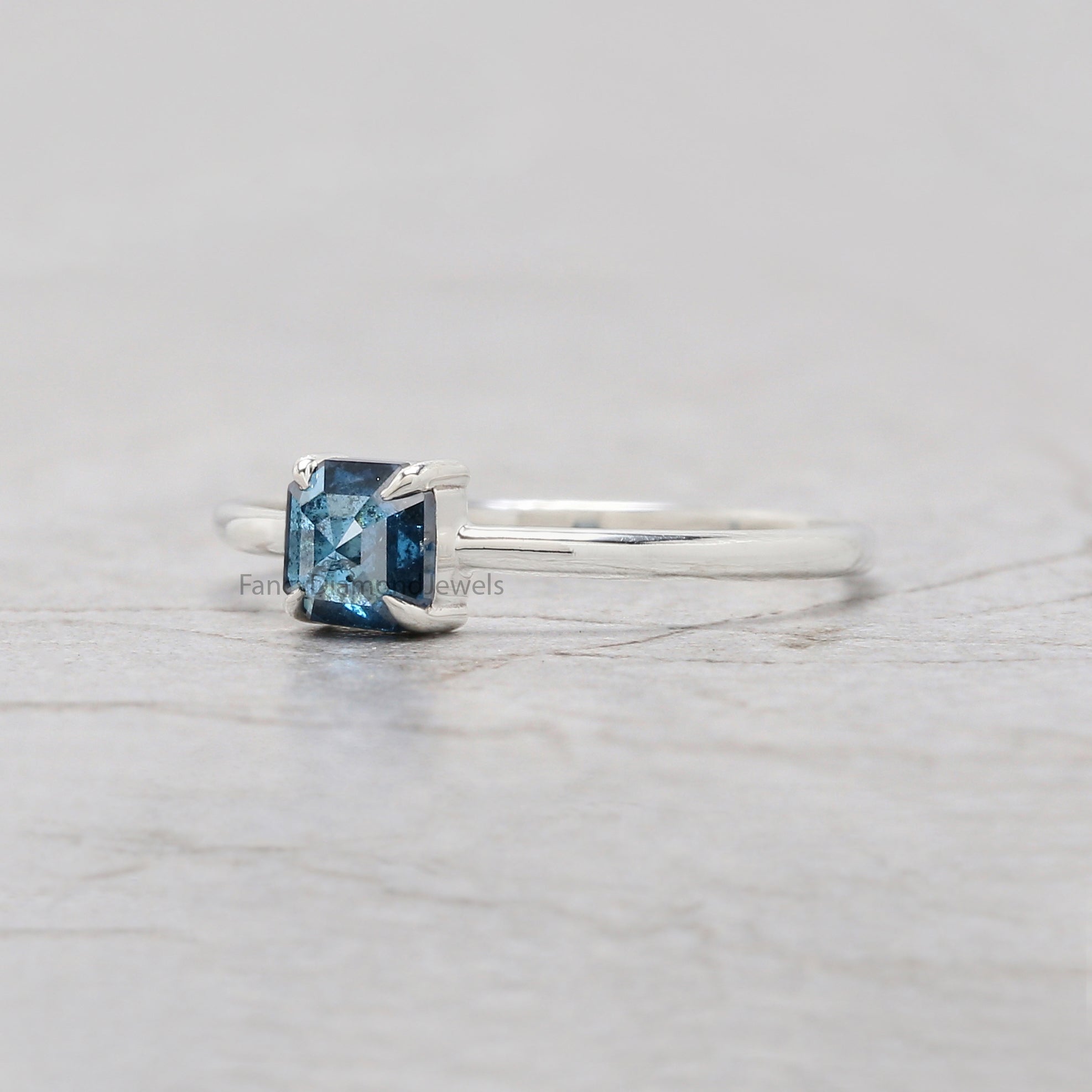 Emerald Diamond Ring, Emerald Engagement Ring, Blue Color Emerald Diamond Ring, Emerald Cut Diamond Ring, Emerald Blue Diamond Ring, KD1156