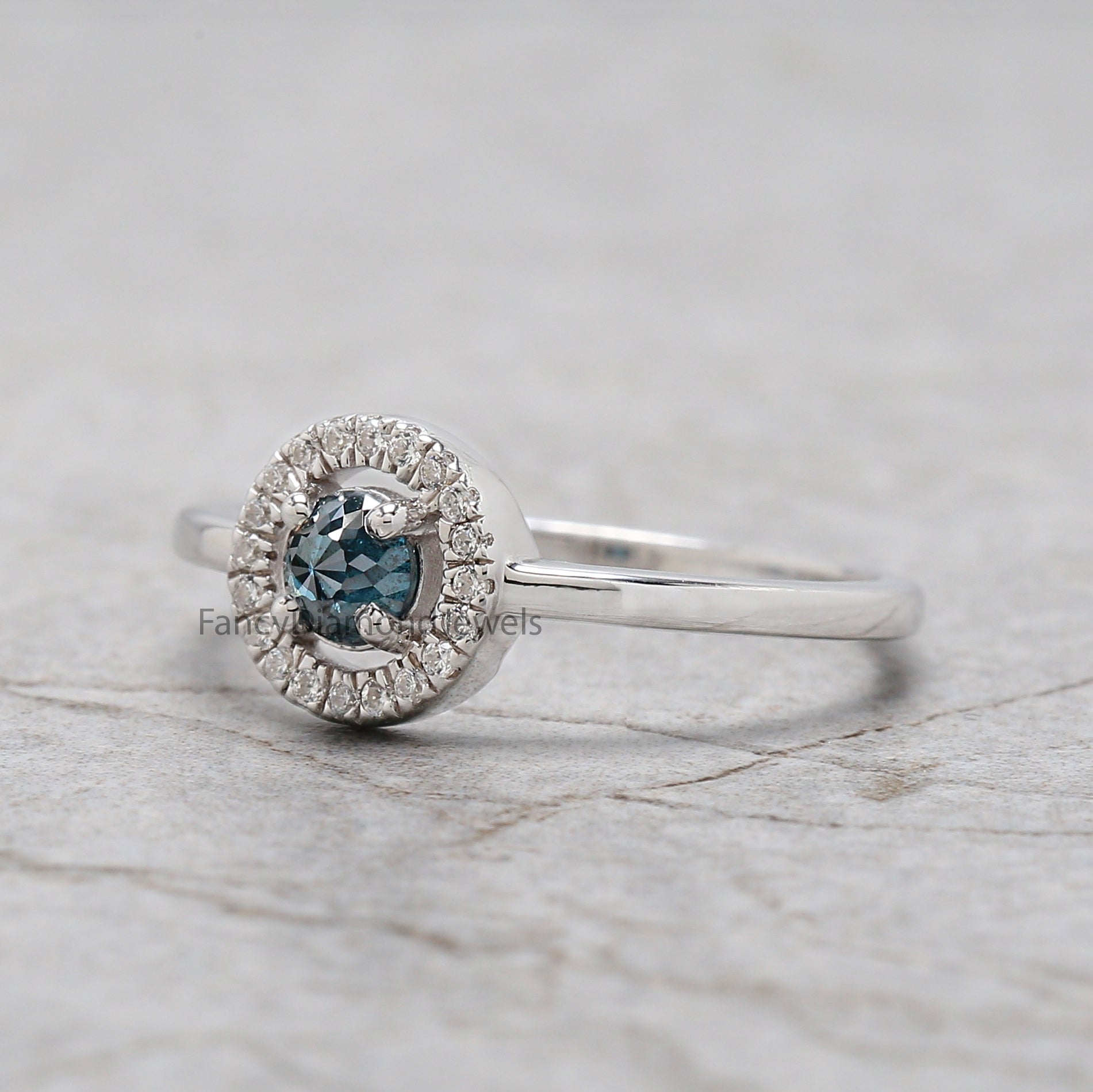 Round Rose Cut Blue Color Diamond Ring, Blue Rose Cut Diamond Engagement Ring, Rose Cut Diamond Ring, Round Rose Cut Shape Ring, KD1131
