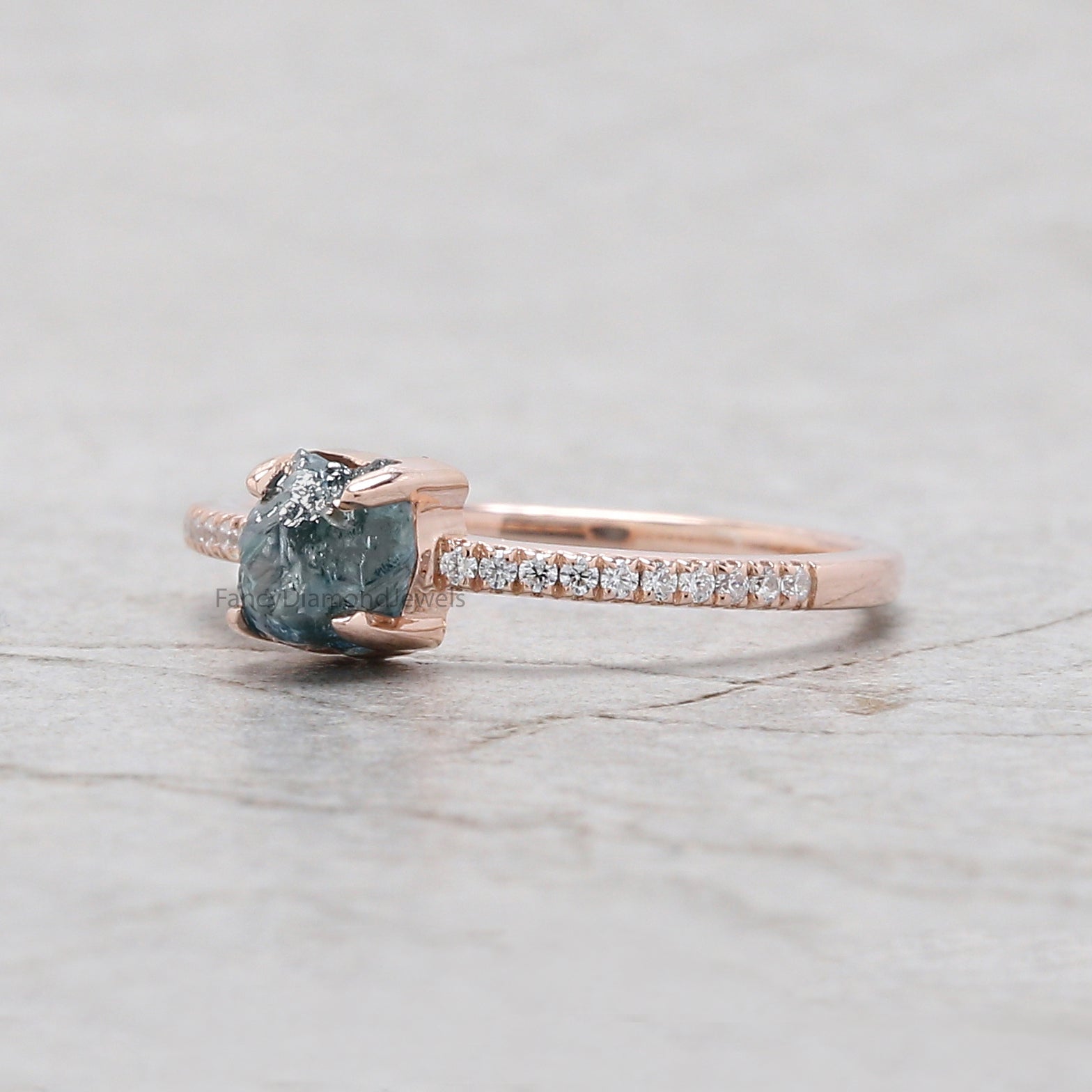 Rough Diamond ring, Raw diamond Ring, Raw Diamond Engagement Ring, Blue Rough Diamond Ring, Uncut diamond ring, Crystal Rough Ring KDL2235