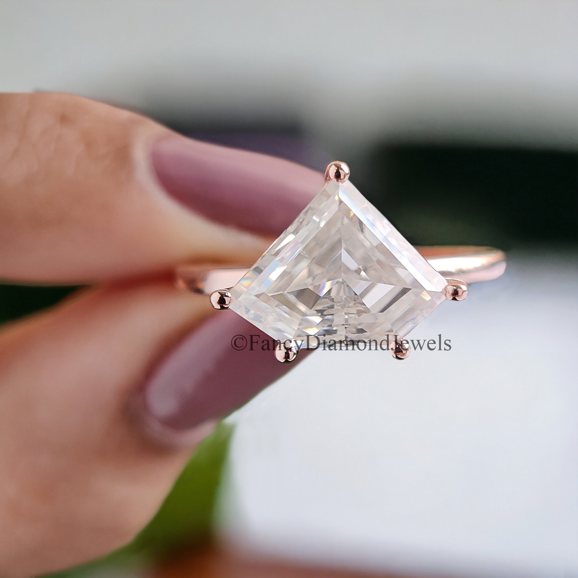 2.50 CT Shield Shape Moissanite Engagement Ring Colorless Moissanite Ring Prong Set Wedding Ring Unique Moissanite Ring Gift for Her FD75