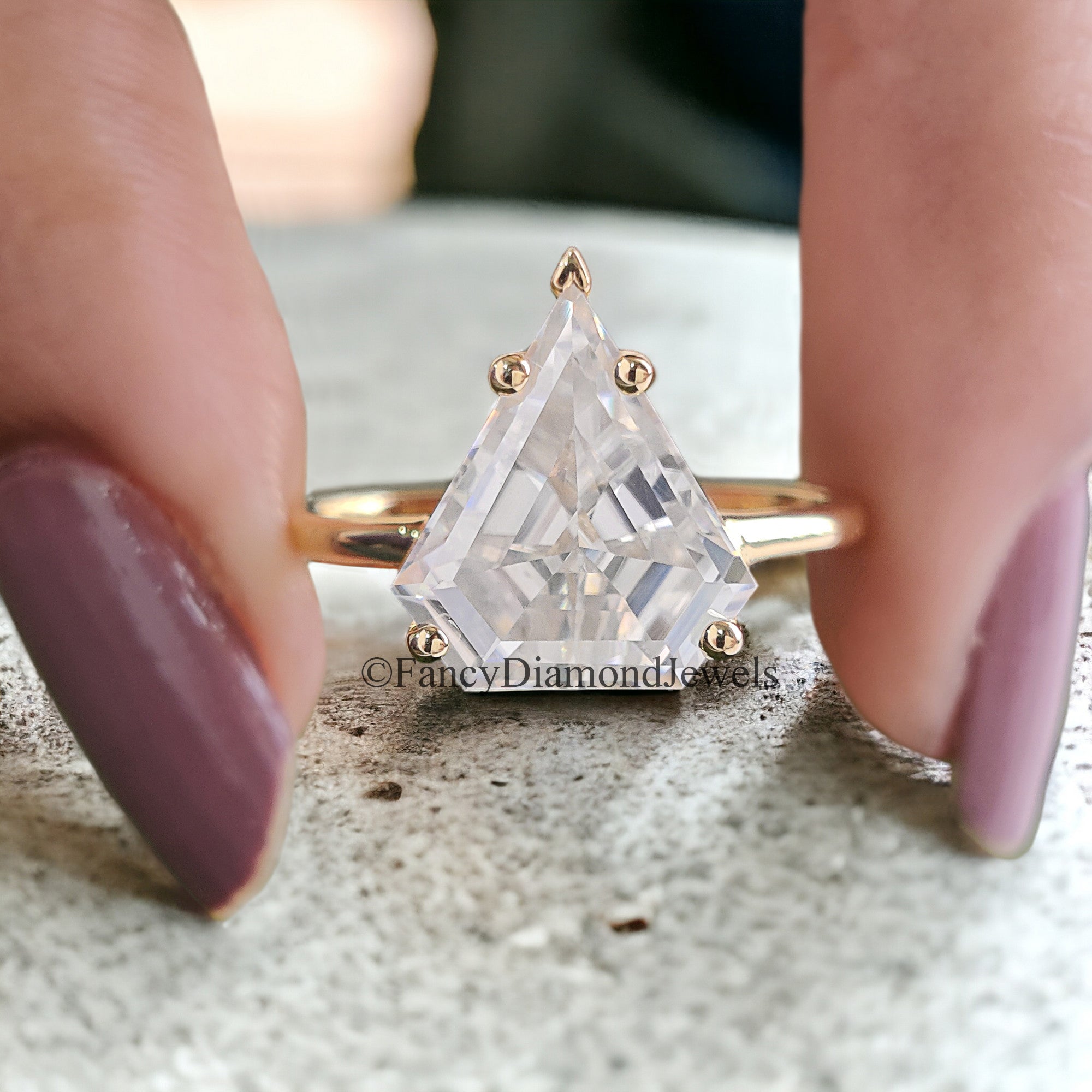 3.00 CT Shield Shape Moissanite Engagement Ring Colorless Moissanite Ring Prong Set Wedding Ring Unique Moissanite Ring Gift for Her FD92