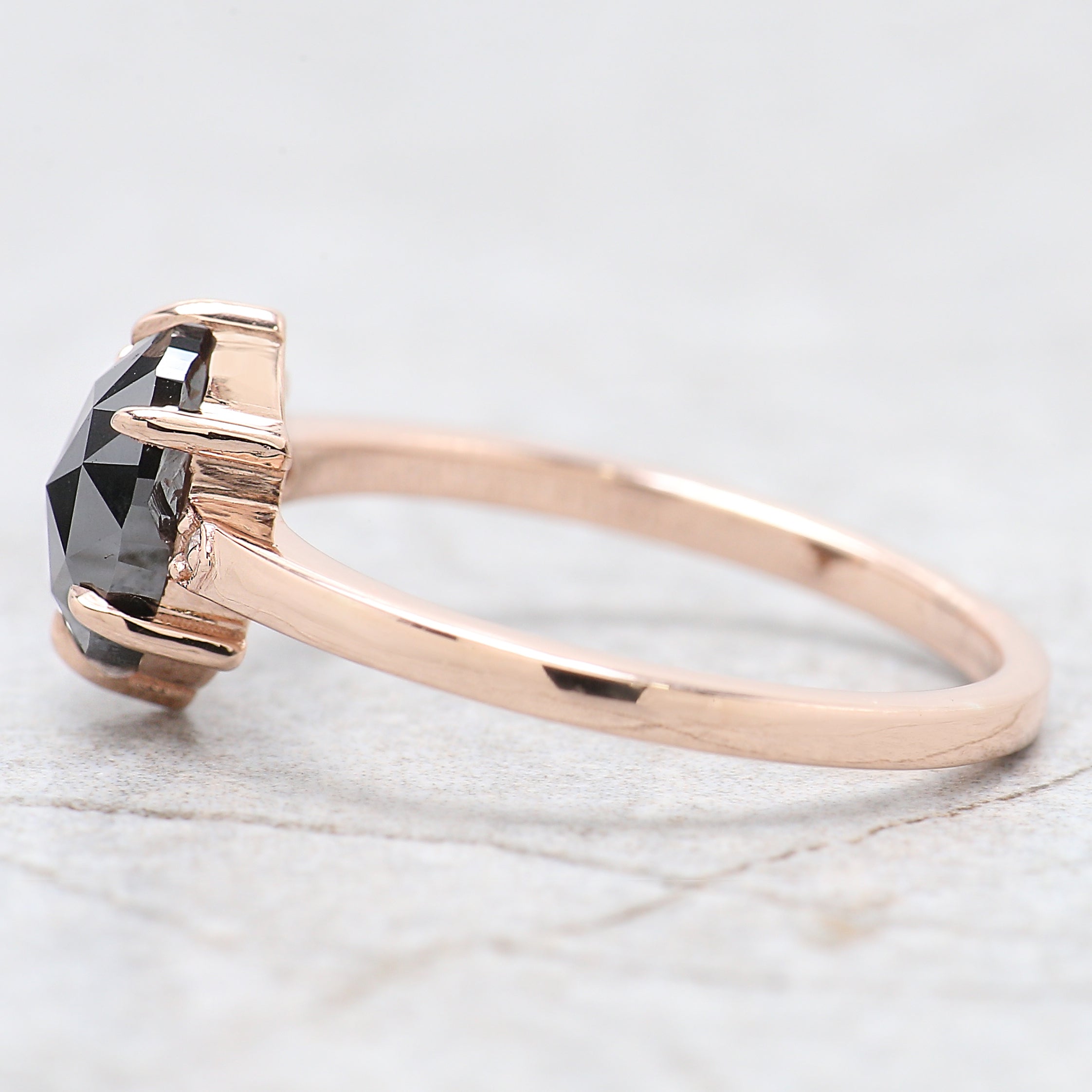 Oval Cut Black Color Diamond Ring 1.14 Ct 7.71 MM Oval Shape Diamond Ring 14K Solid Rose Gold Silver Oval Engagement Ring Gift For Her QN1976