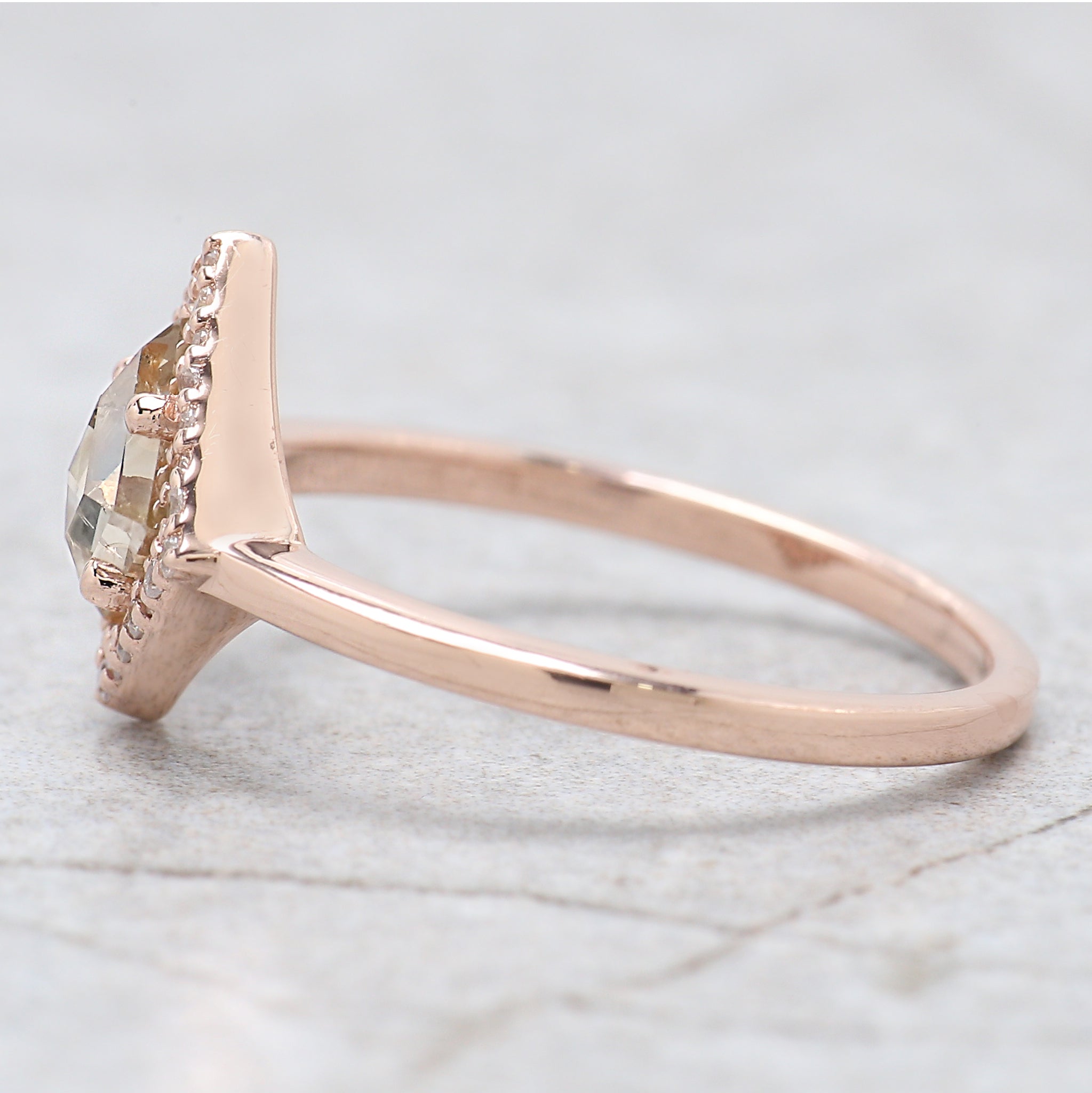 Kite Cut Brown Color Diamond Ring 0.59 Ct 6.80 MM Kite Shape Diamond Ring 14K Rose Gold Silver Kite Engagement Ring Gift For Her QN117