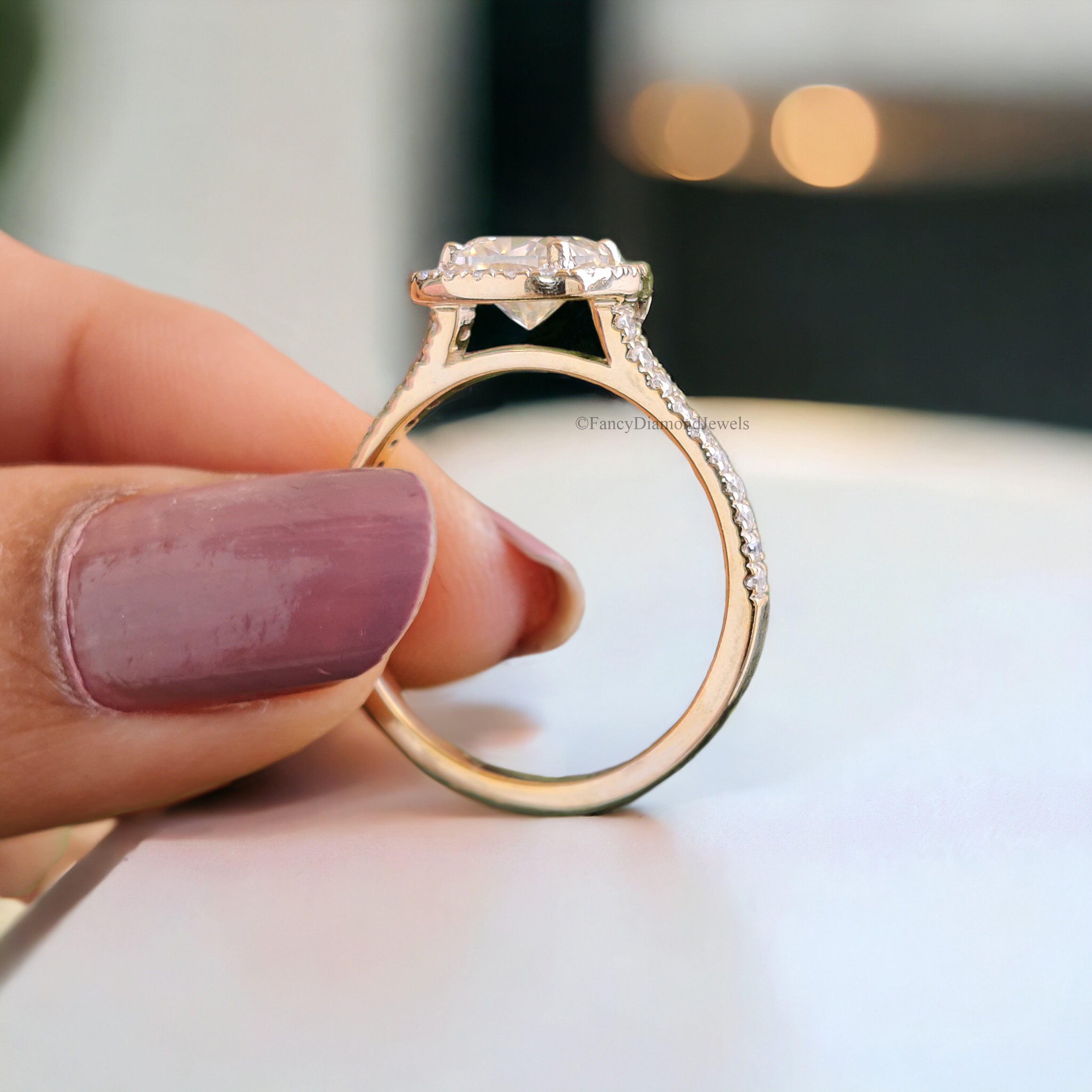 Cushion Moissanite Engagement Ring 1.00 CT Cushion Cut Moissanite Ring Halo Set Wedding Ring For Women Promise Ring Gift For Her Ring FD157