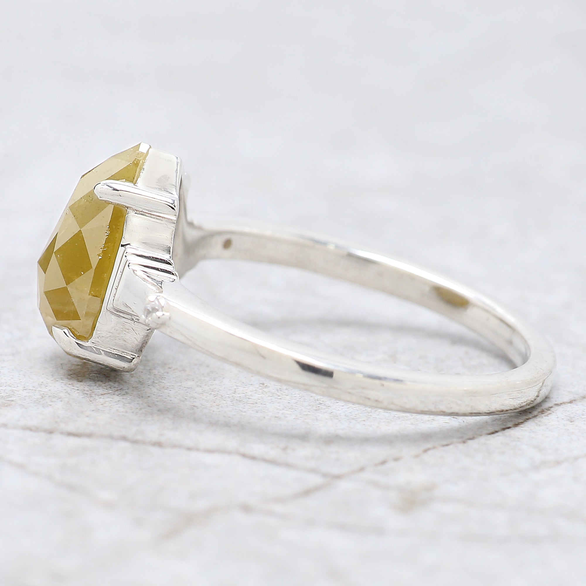 Pear Cut Yellow Color Diamond Ring 2.32 Ct 10.00 MM Pear Diamond Ring 14K Solid White Gold Silver Pear Engagement Ring Gift For Her QN735