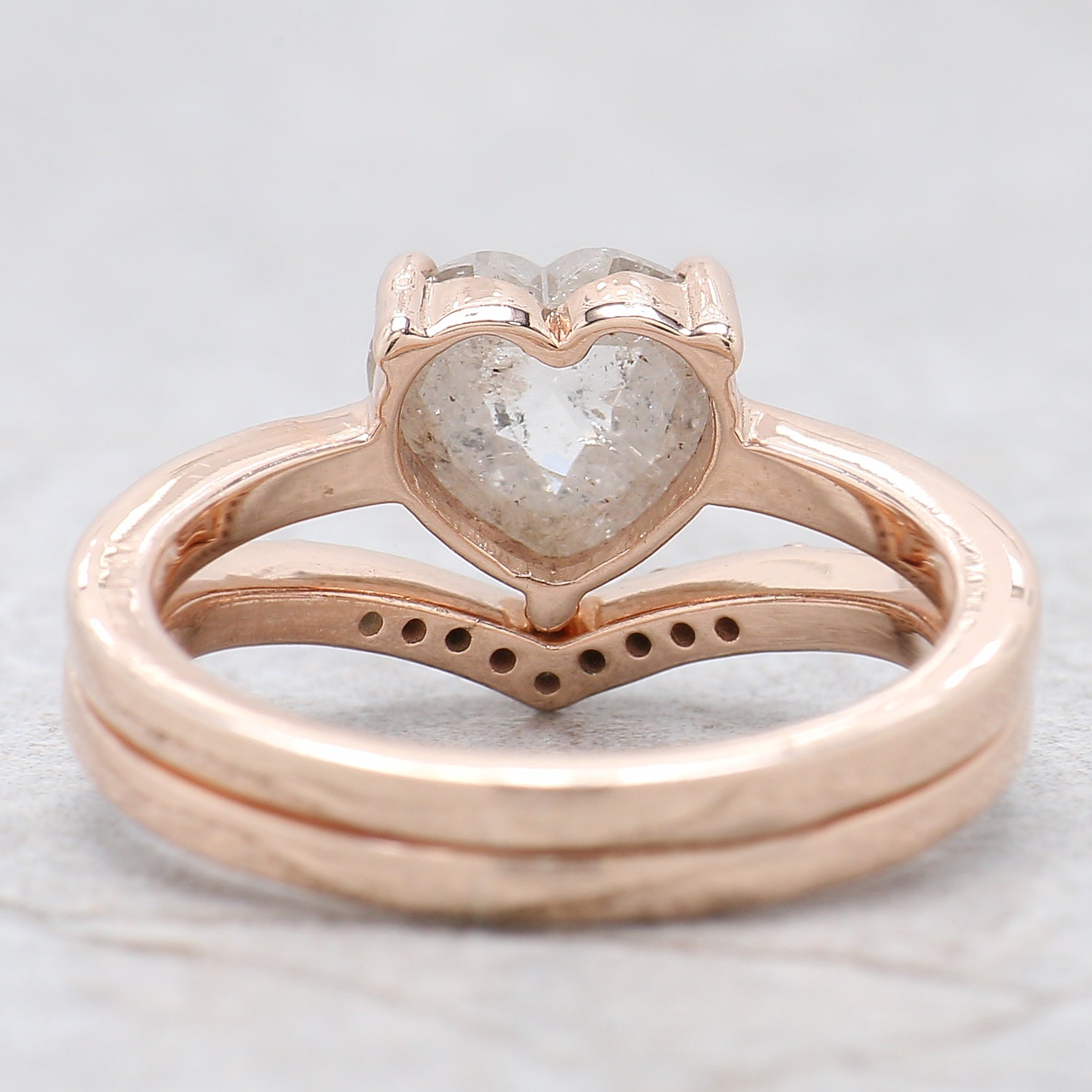 Heart Salt And Pepper Diamond Ring 1.39 Ct 7.70 MM Heart Shape Diamond Ring 14K Solid Rose Gold Silver Engagement Ring Gift For Her QL6196