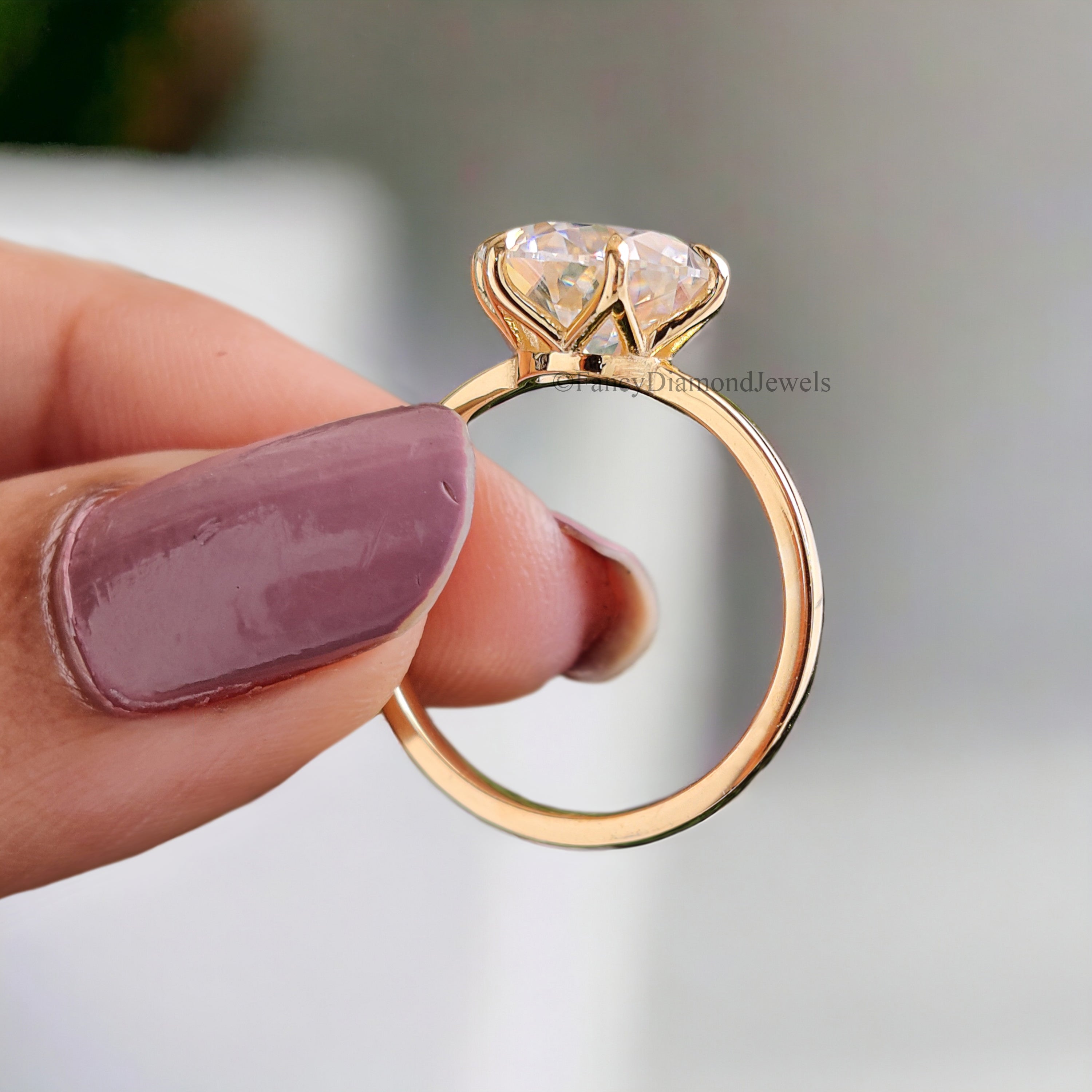 2.80 CT Old European Round Cut Moissanite Solitaire Ring Yellow Gold Engagement Ring For Women OEC Round Cut Ring For Her Wedding Gift FD171