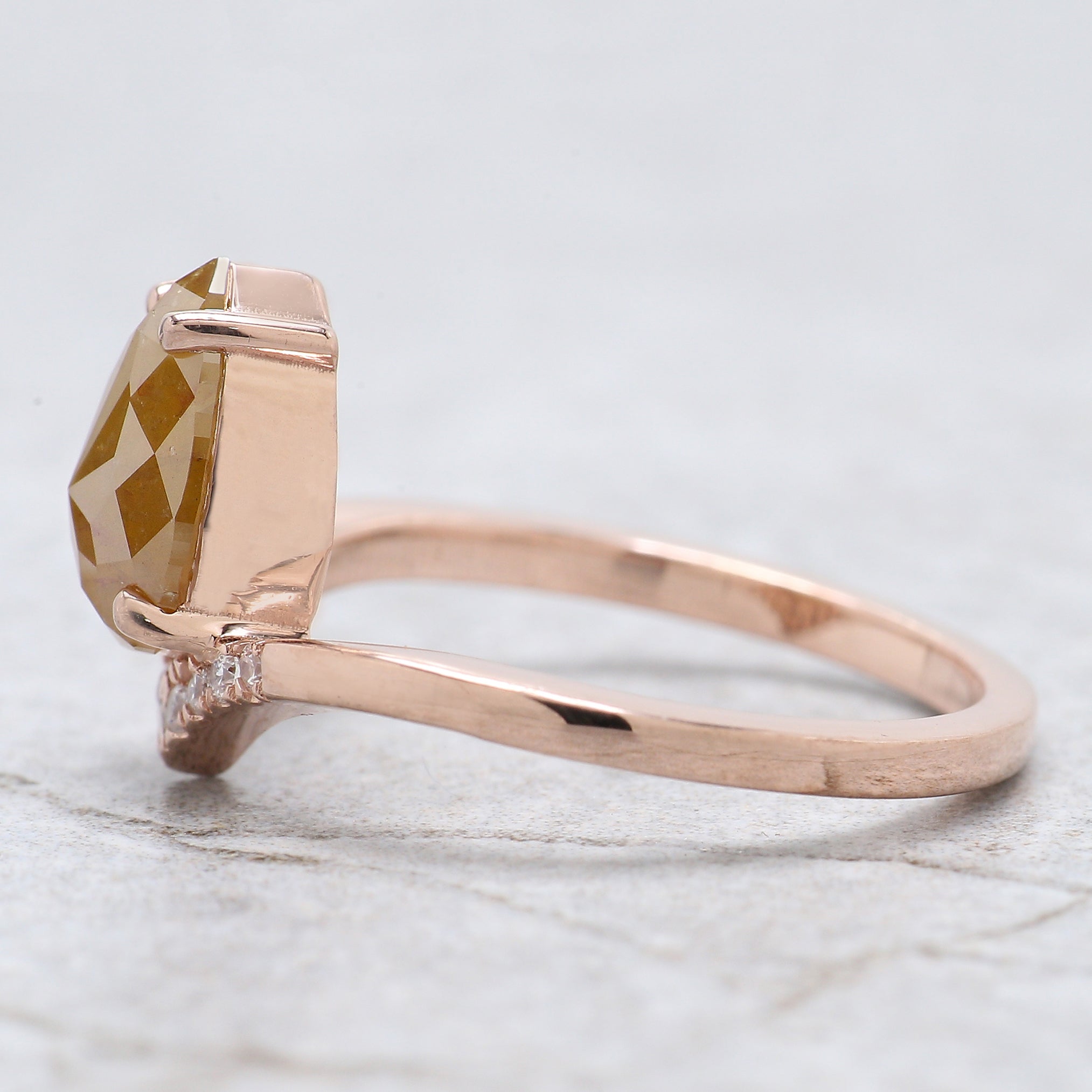 Pear Cut Yellow Color Diamond Ring 1.60 Ct 9.40 MM Pear Shape Diamond Ring 14K Solid Rose Gold Silver Engagement Ring Gift For Her QK2263