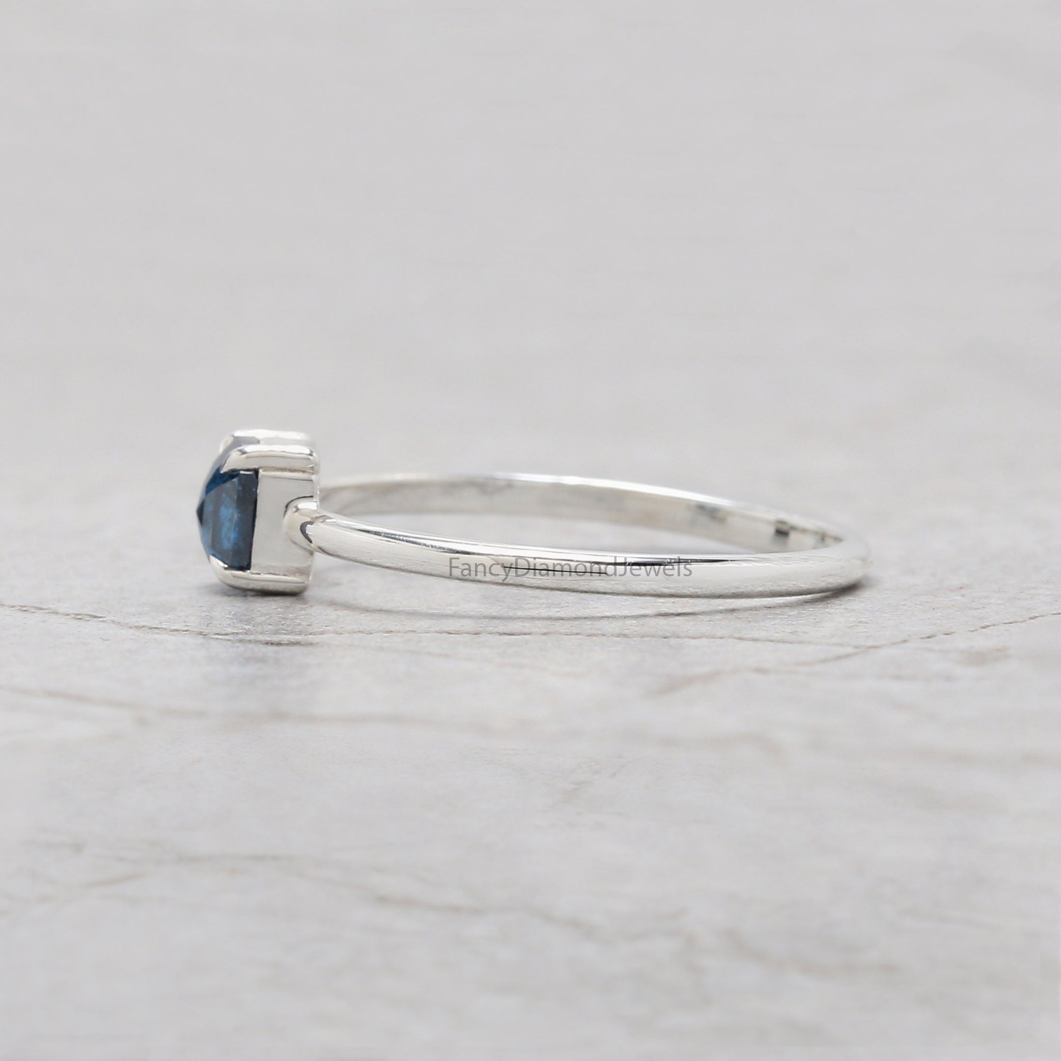 Emerald Diamond Ring, Emerald Engagement Ring, Blue Color Emerald Diamond Ring, Emerald Cut Diamond Ring, Emerald Blue Diamond Ring, KD1156