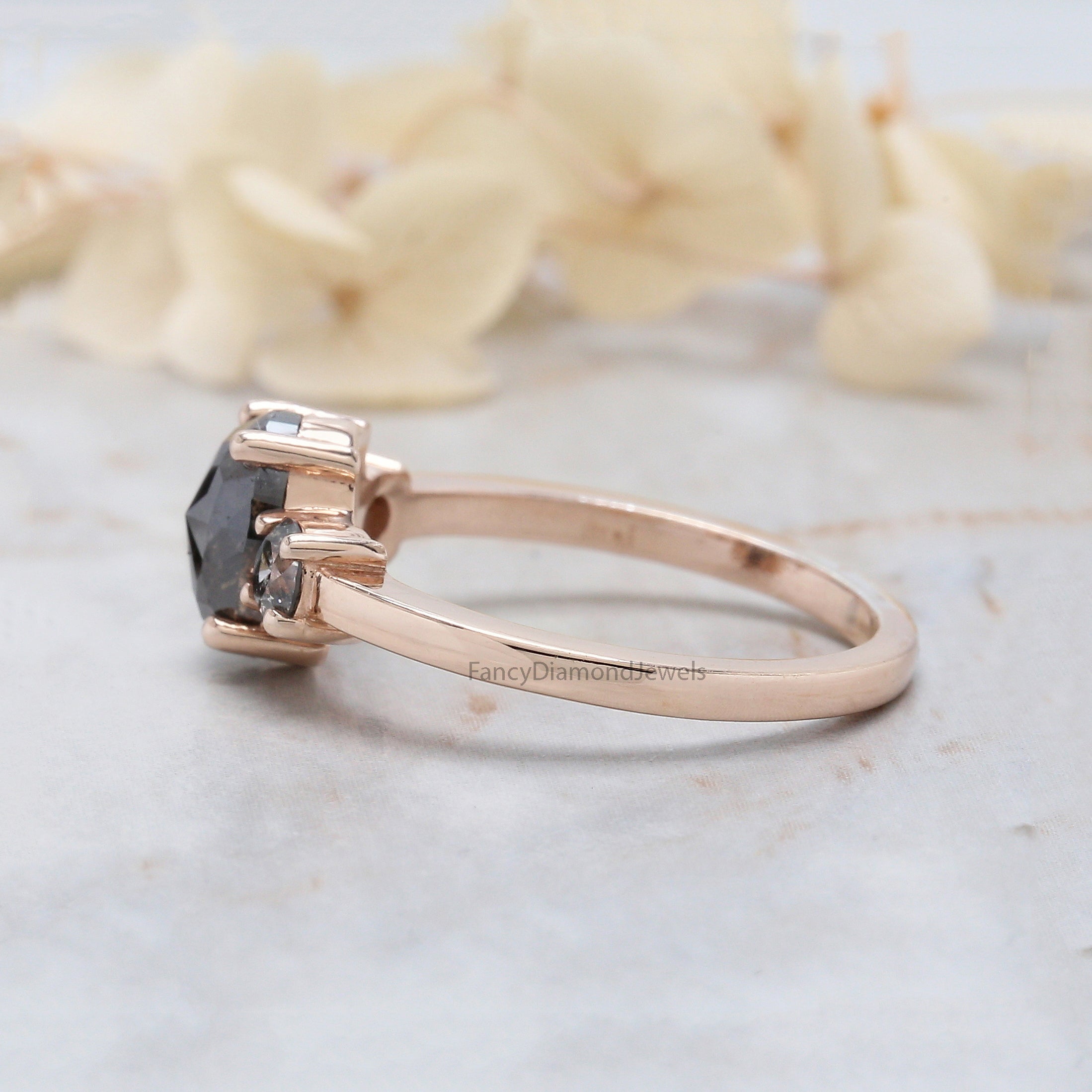 Oval Salt And Pepper Diamond Ring, Salt And Pepper Oval Diamond Engagement Ring, Oval Diamond Ring, Oval Cut Ring, Oval Shape Ring, KD822