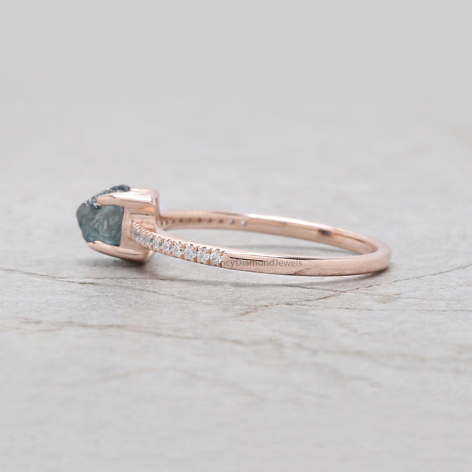 Rough Diamond ring, Raw diamond Ring, Raw Diamond Engagement Ring, Blue Rough Diamond Ring, Uncut diamond ring, Crystal Rough Ring KDL2235
