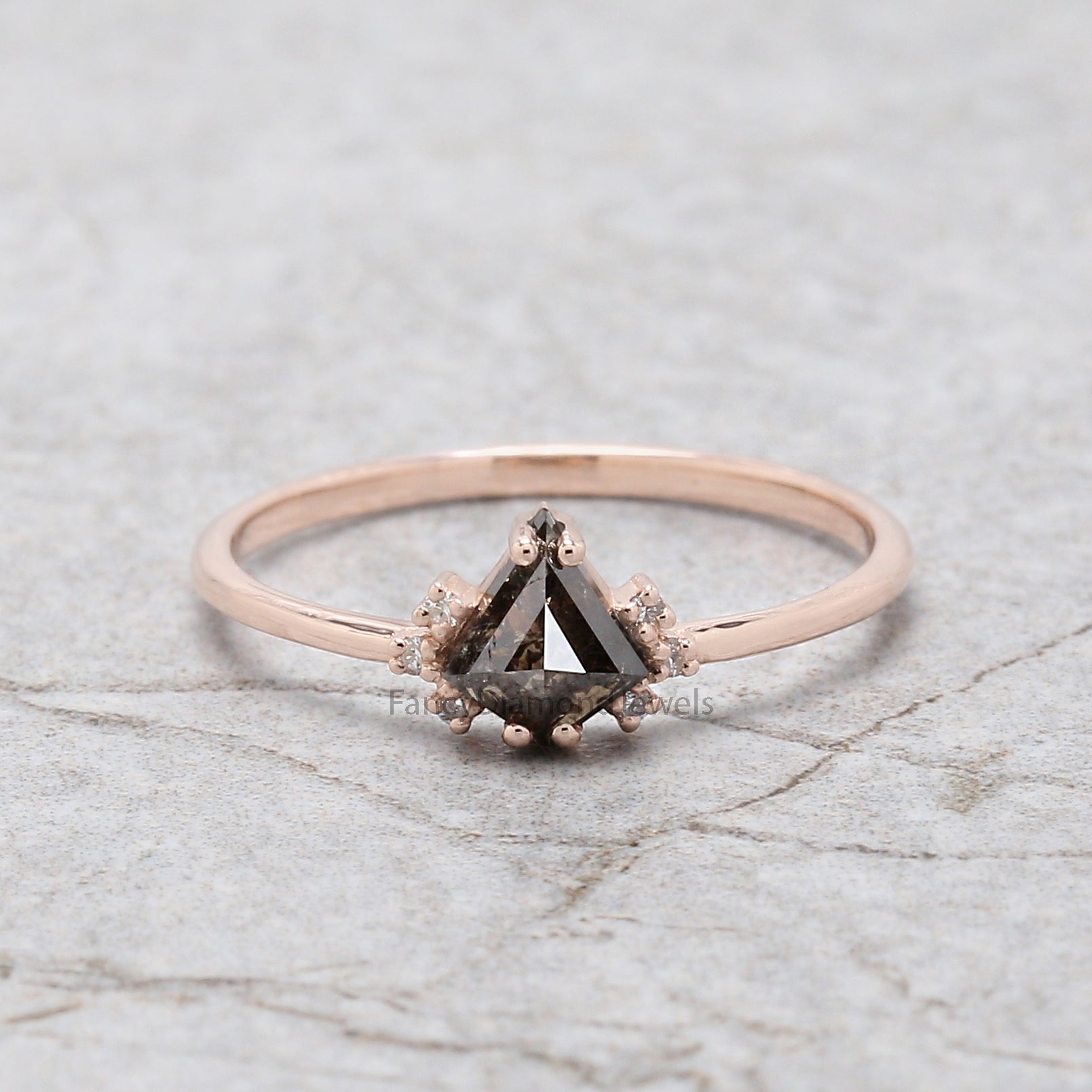 Kite Cut Brown Color Diamond Ring 0.48 Ct 6.24 MM Kite Shape Diamond Ring 14K Solid Rose Gold Silver Kite Engagement Ring Gift For Her QL2476