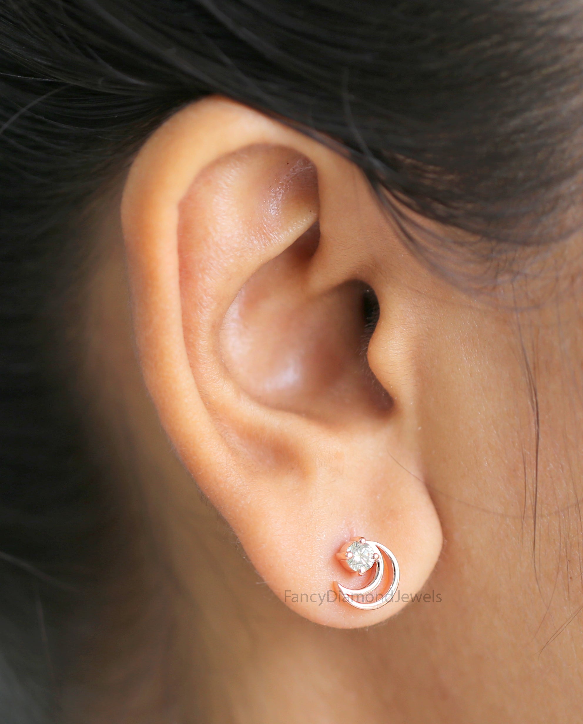 Round White Diamond Earring, Round Brilliant Shape Earring, Prong Earring, Engagement Earring, Earlobe Earrings, Earrings Jewelry, KDN1863