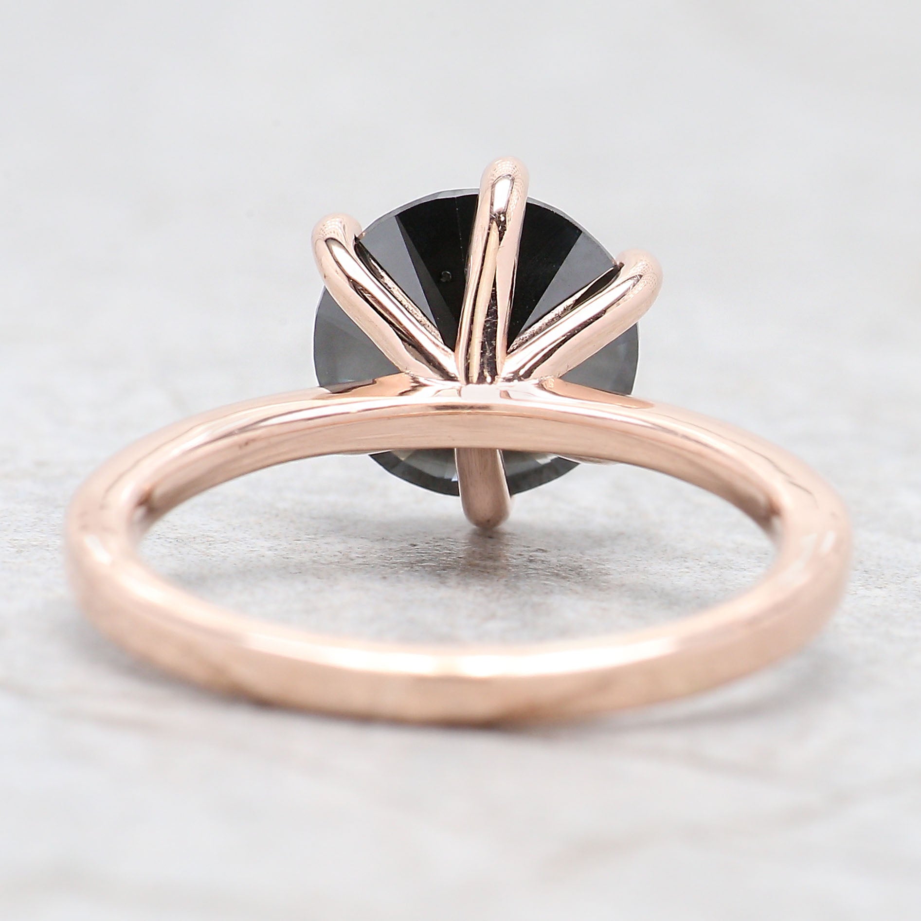 Round Cut Black Color Diamond Ring 2.65 Ct 8.55 MM Round Shape Diamond Ring 14K Solid Rose Gold Silver Engagement Ring Gift For Her QL9631