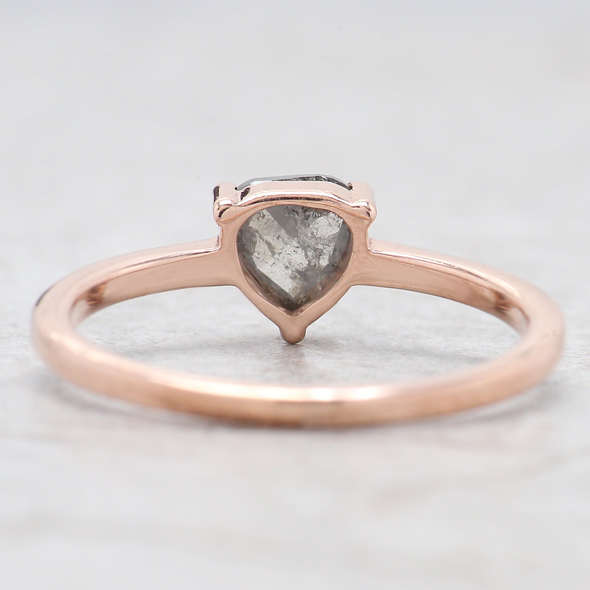 Heart Salt And Pepper Diamond Ring 0.66 Ct 5.50 MM Heart Shape Diamond Ring 14K Solid Rose Gold Silver Engagement Ring Gift For Her QL8267