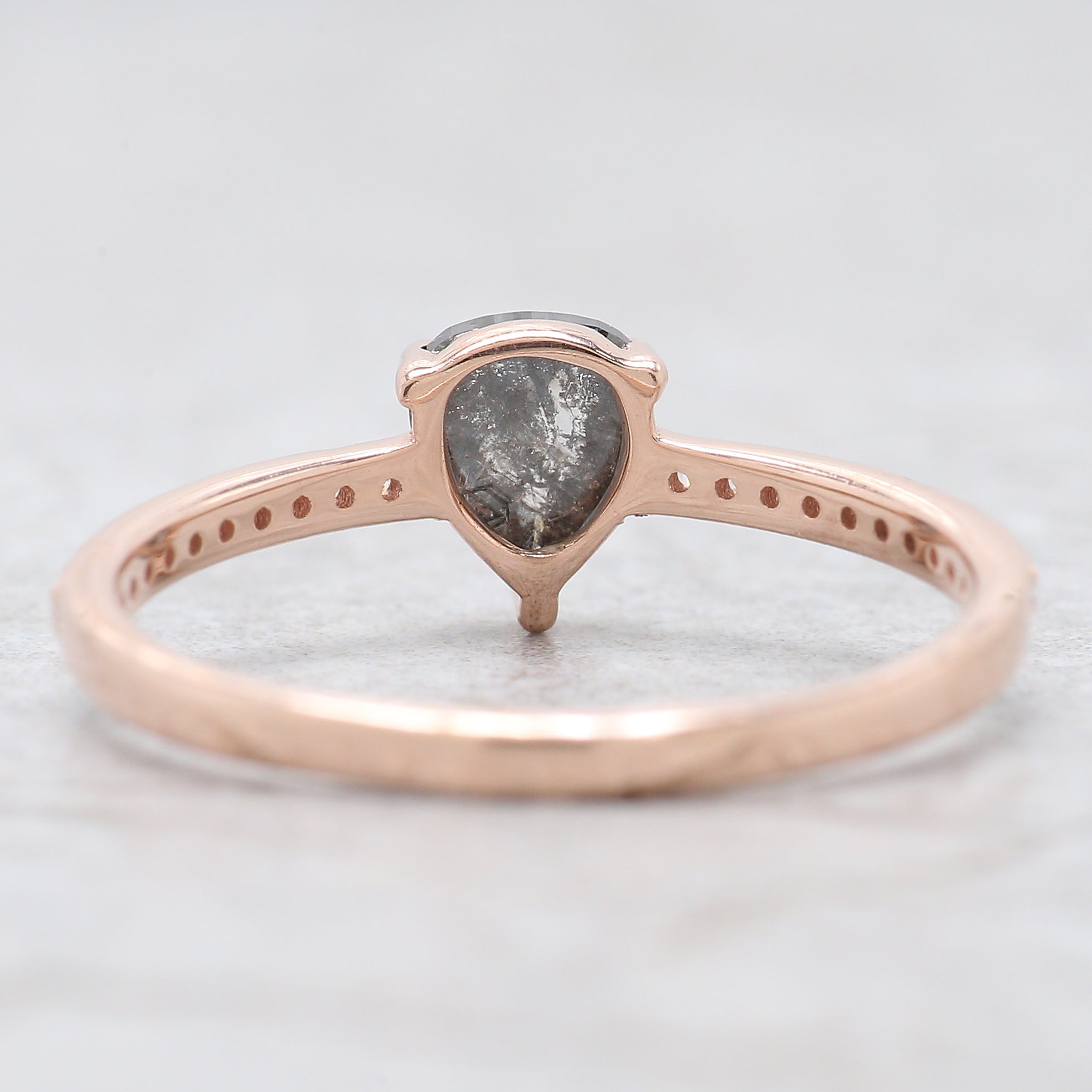 Heart Salt And Pepper Diamond Ring 0.48 Ct 5.70 MM Heart Cut Diamond Ring 14K Solid Rose Gold Silver Engagement Ring Gift For Her QK2534