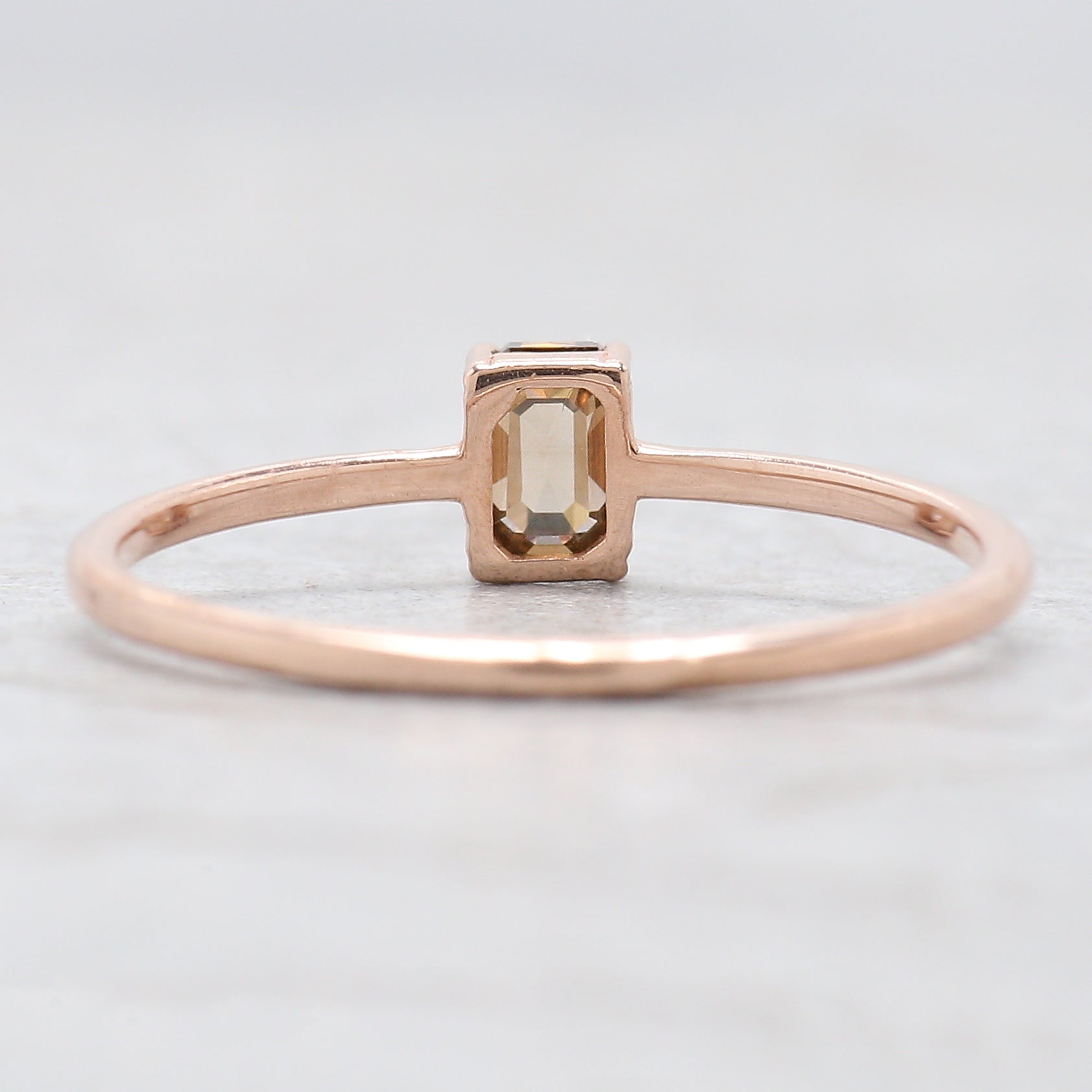 Emerald Cut Brown Color Diamond Ring 0.35 Ct 4.50 MM Emerald Shape Diamond Ring 14K Rose Gold Silver Engagement Ring Gift For Her QN1166