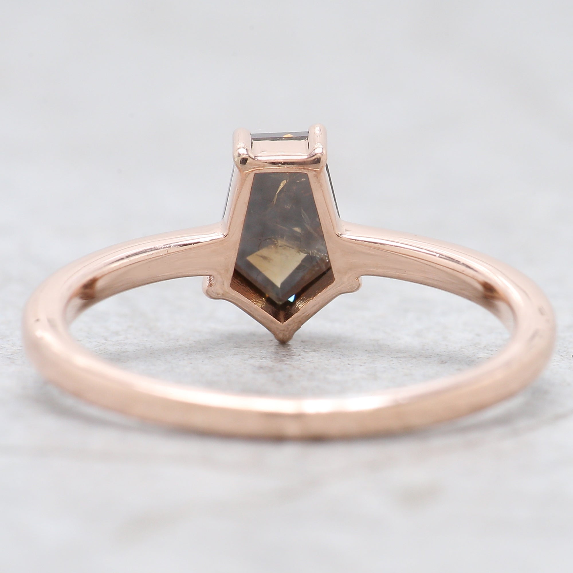 Coffin Shape Brown Color Diamond Ring 0.77 Ct 7.60 MM Coffin Diamond Ring 14K Solid Rose Gold Silver Engagement Ring Gift For Her QN9190