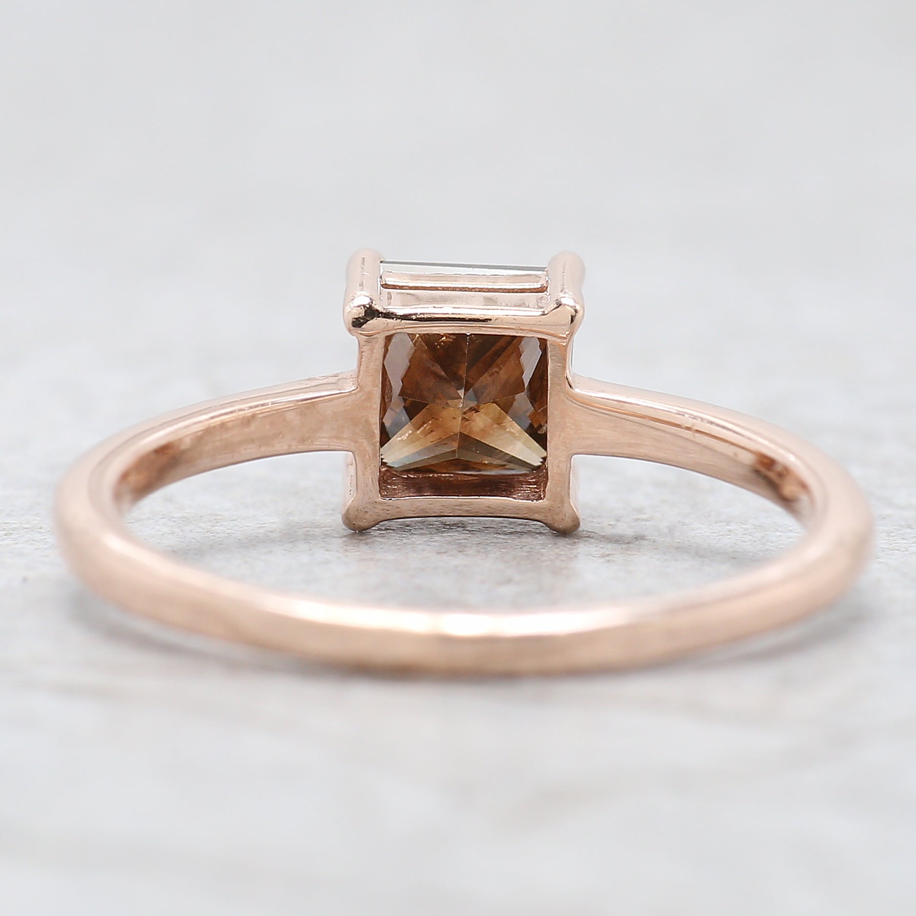 Princess Cut Brown Color Diamond Ring 1.00 Ct 5.40 MM Princess Shape Diamond Ring 14K Rose Gold Silver Engagement Ring Gift For Her QL1758